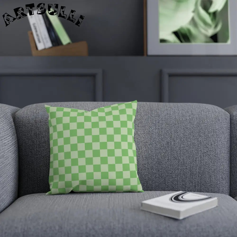 JAKKOUTTHEBXX Checkerboard Green Cushion JAKKOUTTHEBXX Artsulli