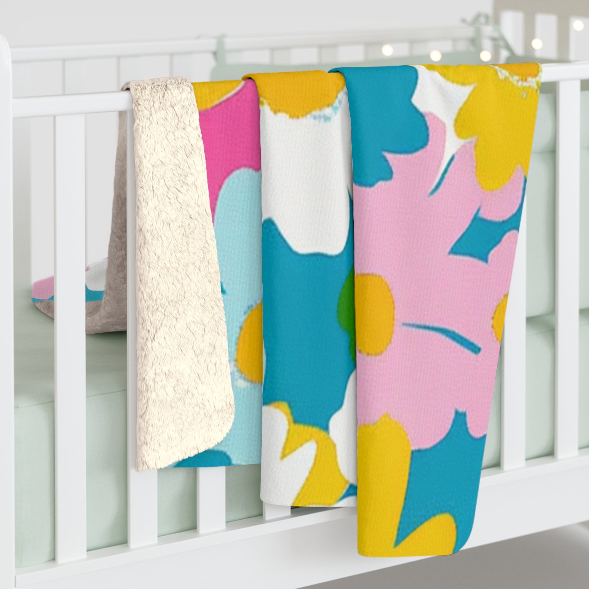 Flowers Multi-Color Sherpa Fleece Blanket, Artsulli - Art is Long, Life is Short, Home Decor, , , , , , , 