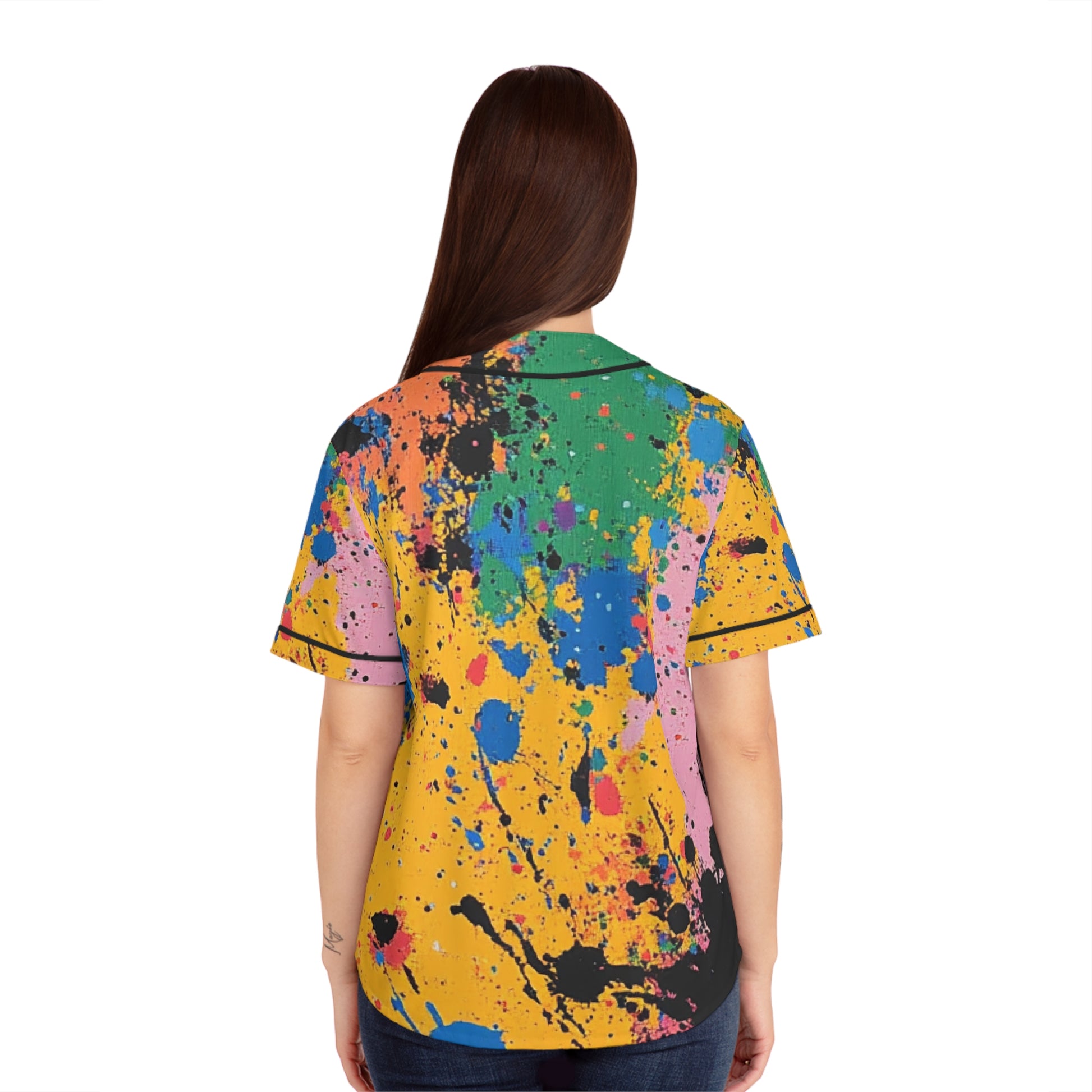 The Colors Of Paint Splatter Women's Baseball Jersey (AOP), Artsulli - Art is Long, Life is Short, All Over Prints, , , , , , , 