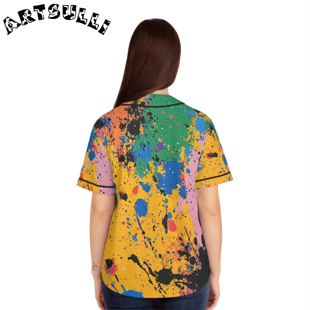 JAKKOUTTHEBXX The Colors Of Paint Splatter Women’s Baseball Jersey