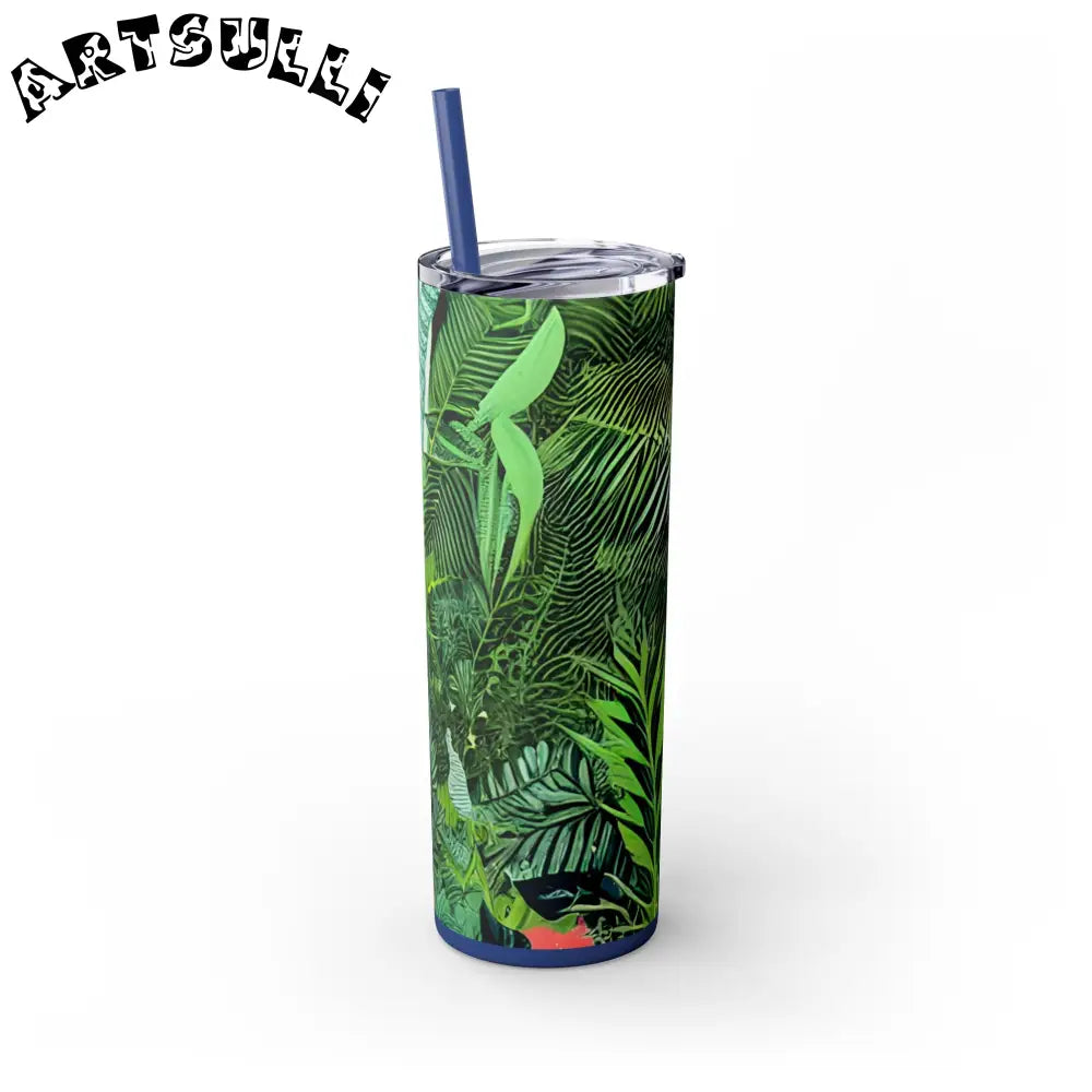 JAKKOUTTHEBXX White Tropical Leaf and Flower Tumbler JAKKOUTTHEBXX