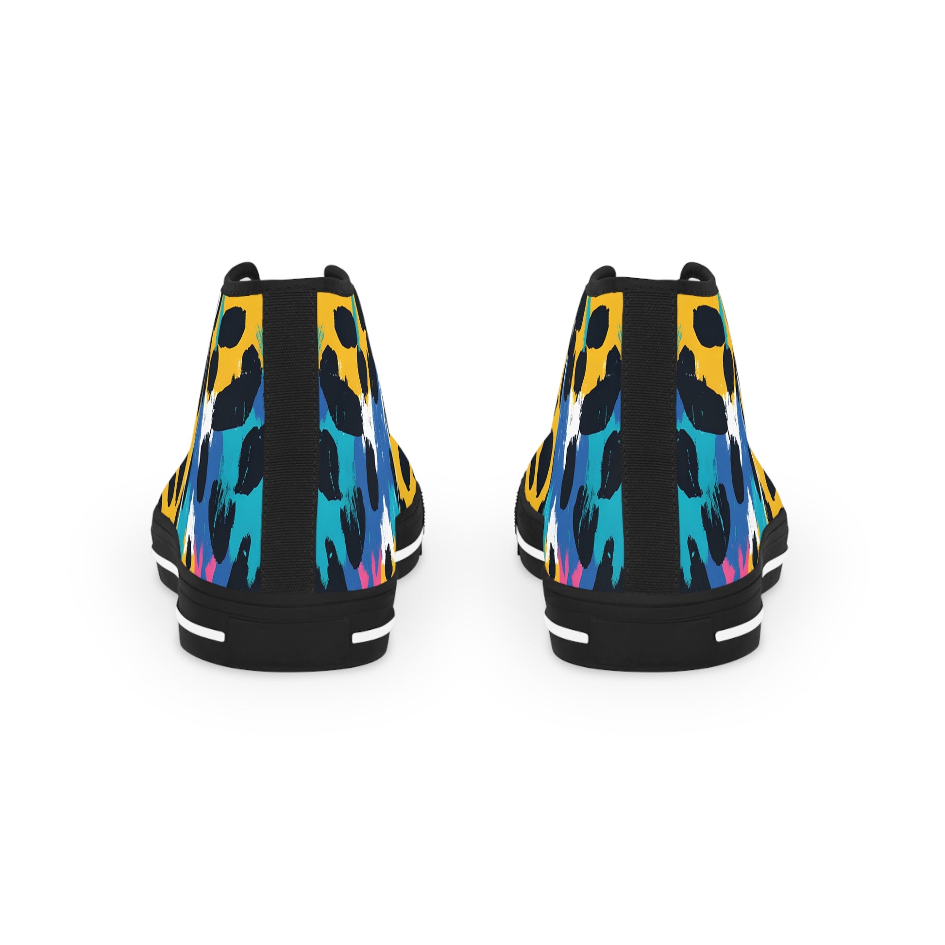 Leopard Print x Paint Brush Strokes Multi-Color Men's High Top Sneakers, Artsulli - Art is Long, Life is Short, Shoes, , , , , , , 