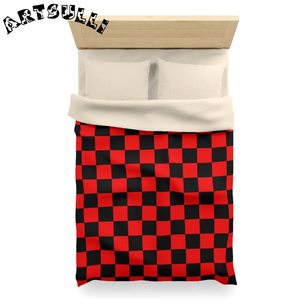 JAKKOUTTHEBXX Checkerboard Red and Black Microfiber Duvet Cover