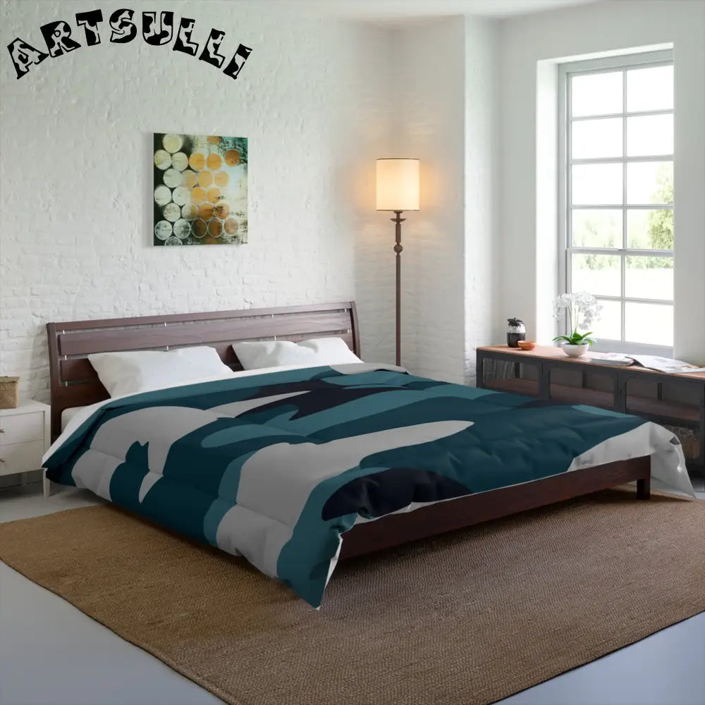 JAKKOUTTHEBXX Blue Camouflage Comforter JAKKOUTTHEBXX Artsulli - Art