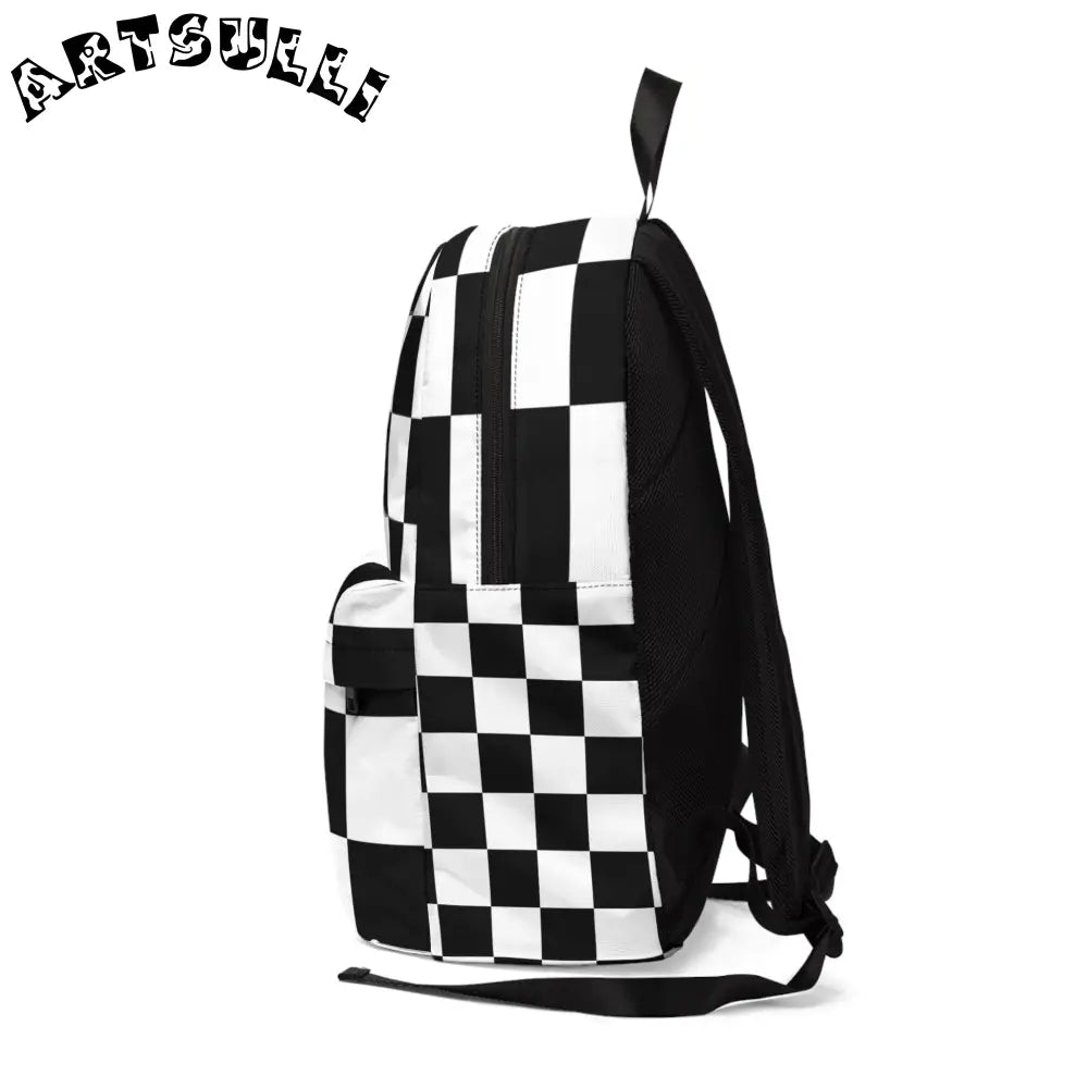 JAKKOUTTHEBXX Checkerboard Black and White Unisex Classic Backpack