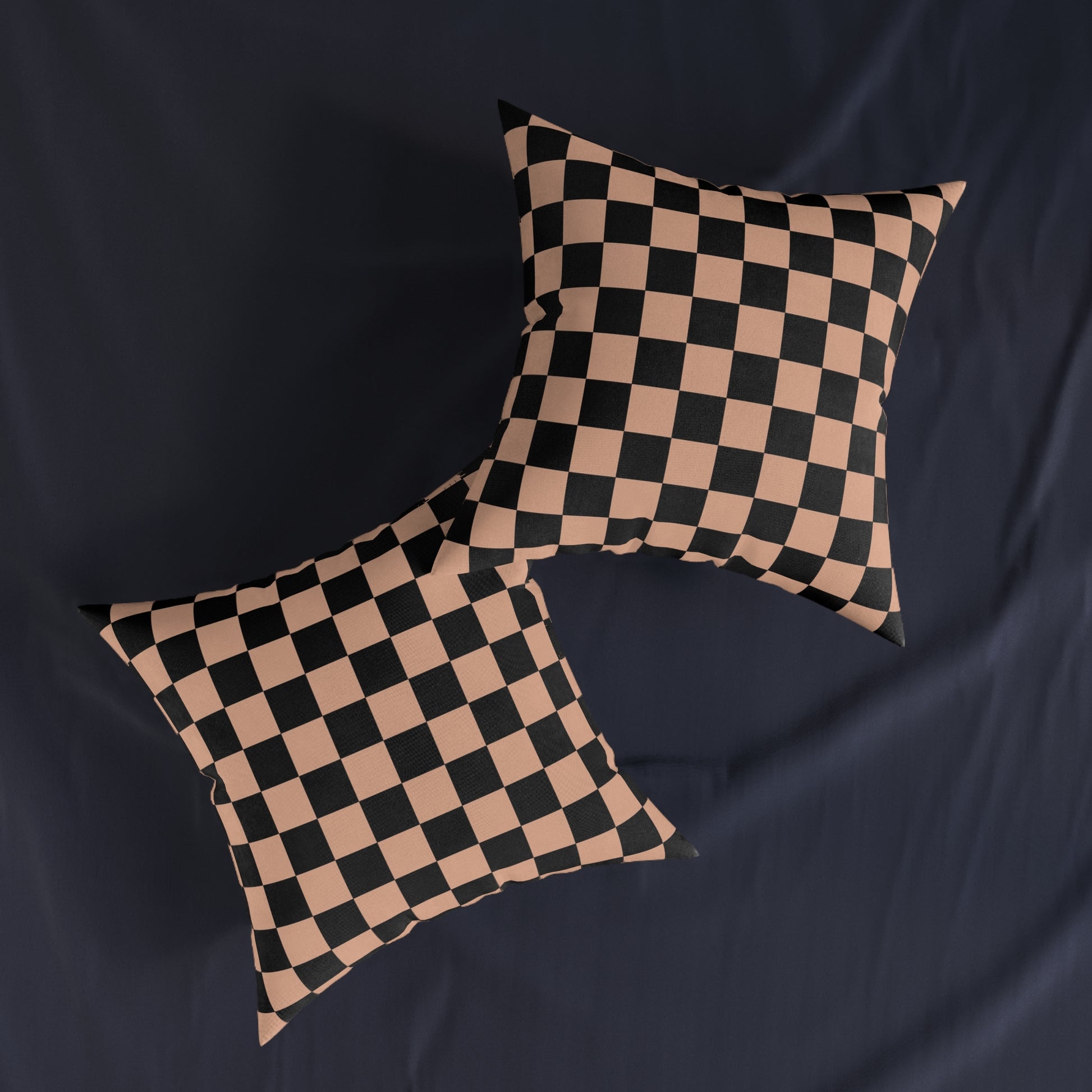 Checkerboard Soft Orange and Black Square Pillow, Artsulli - Art is Long, Life is Short, Home Decor, , , , , , , 