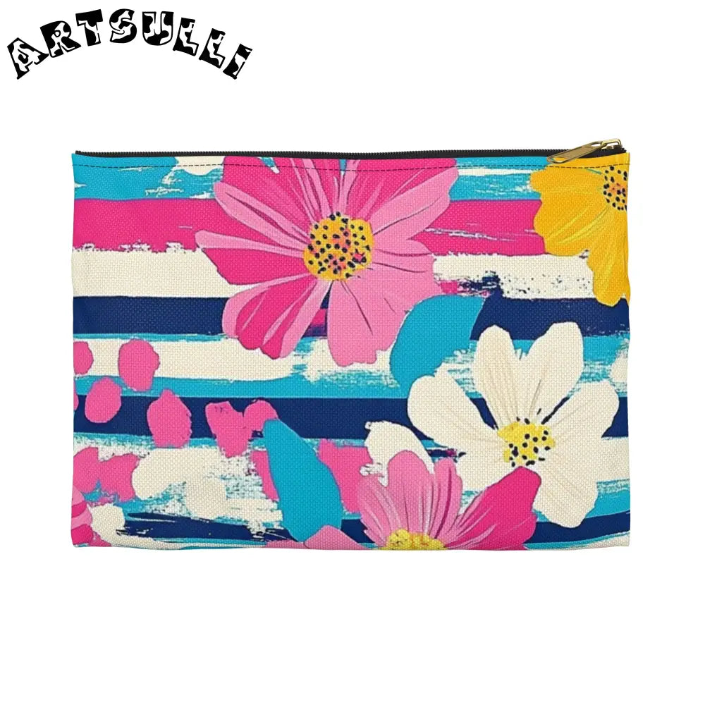 JAKKOUTTHEBXX Dayglo Floral Stripes II Multi-Color Accessory Pouch