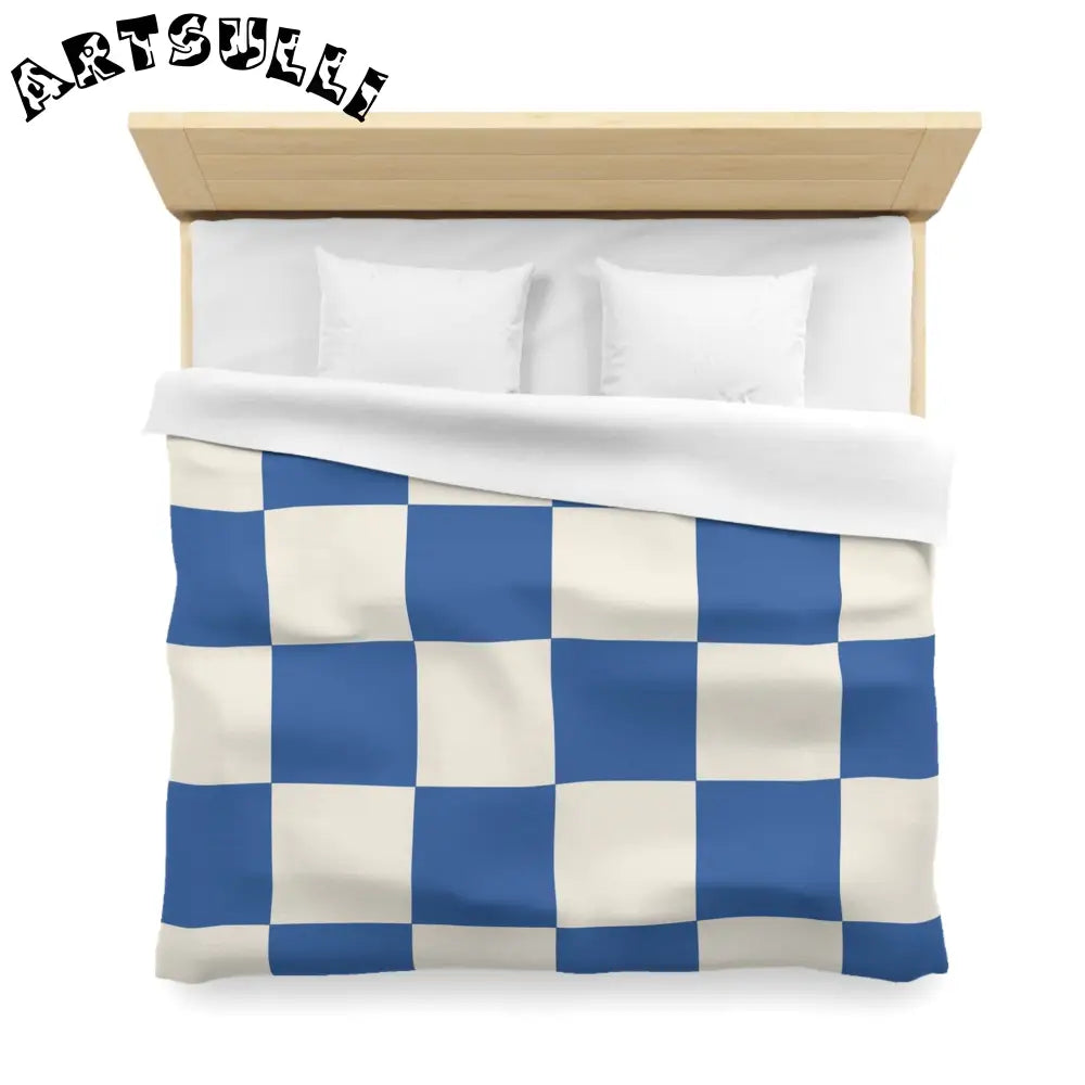 JAKKOUTTHEBXX Checkerboard Blue Microfiber Duvet Cover JAKKOUTTHEBXX