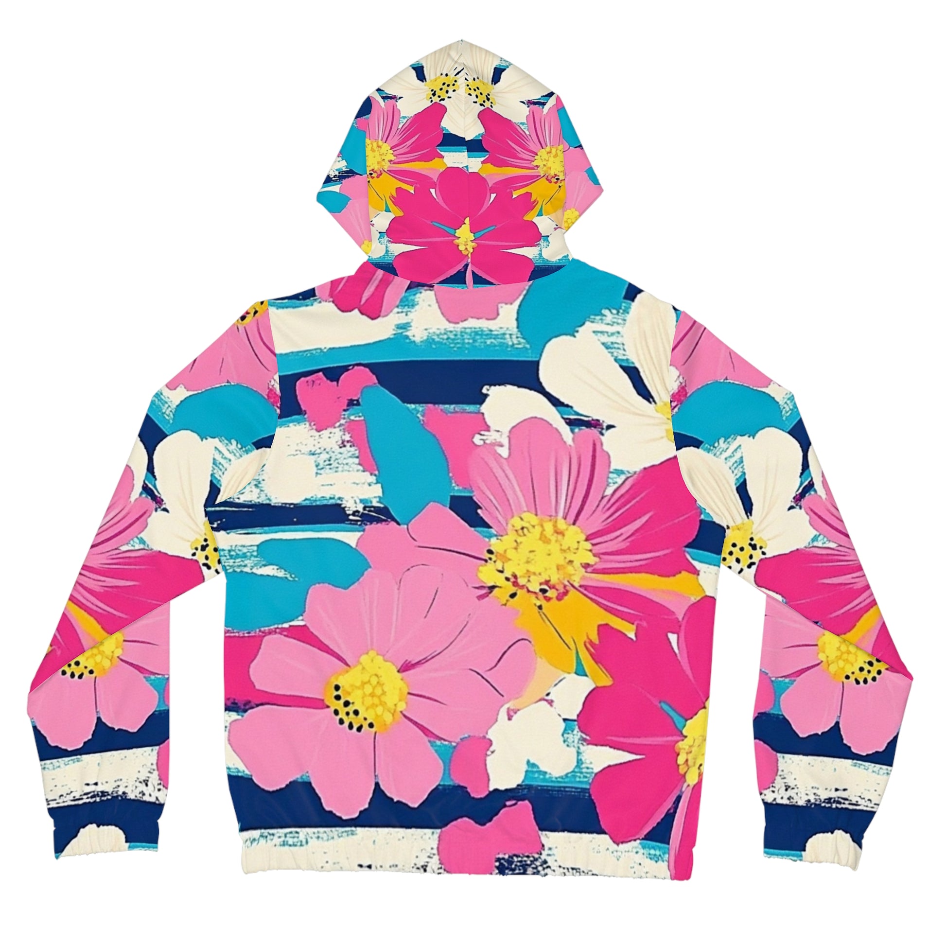 Dayglo Floral Stripes Women’s Full-Zip Hoodie (AOP), Artsulli - Art is Long, Life is Short, All Over Prints, , , , , , , 