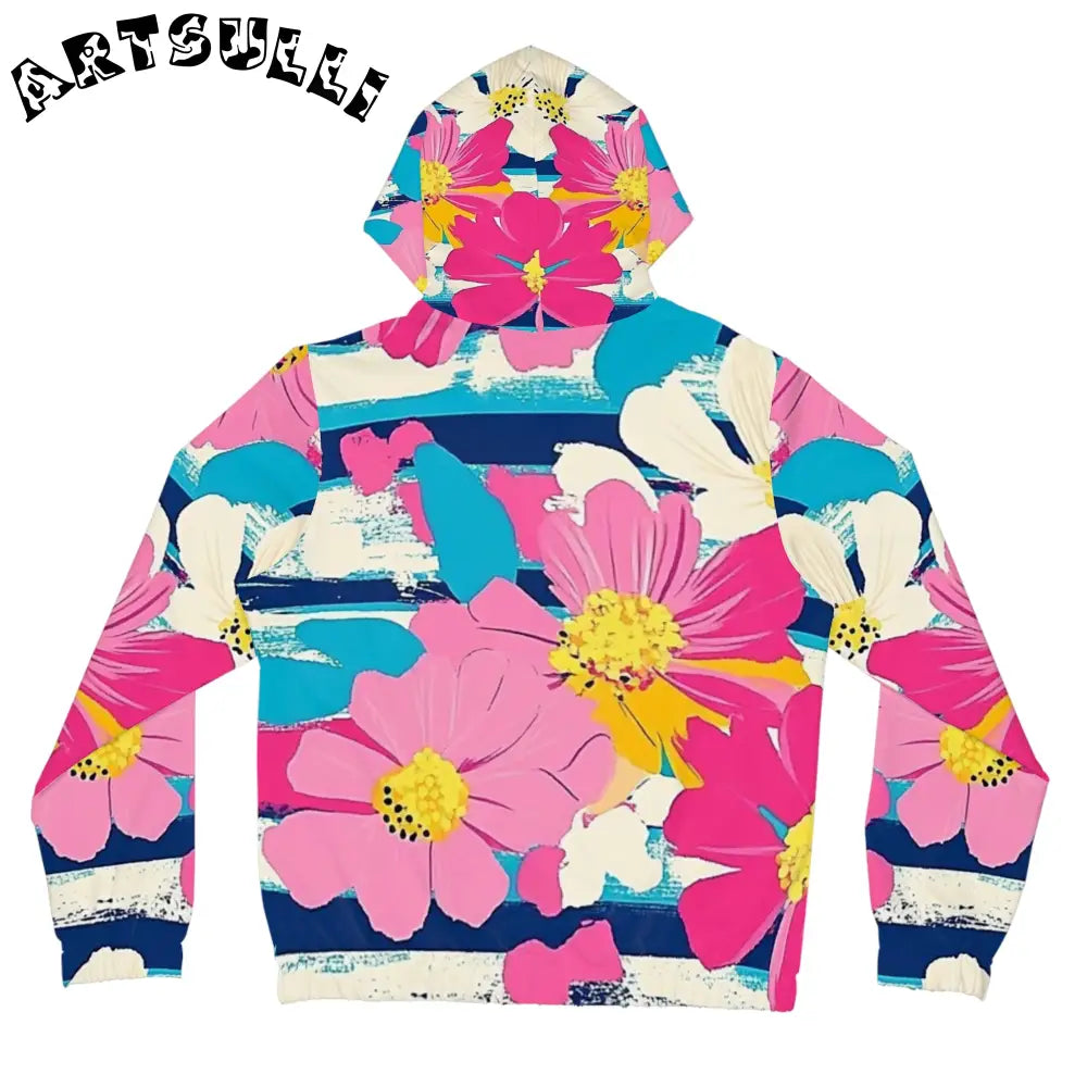 JAKKOUTTHEBXX Dayglo Floral Stripes Women’s Full-Zip Hoodie (AOP)