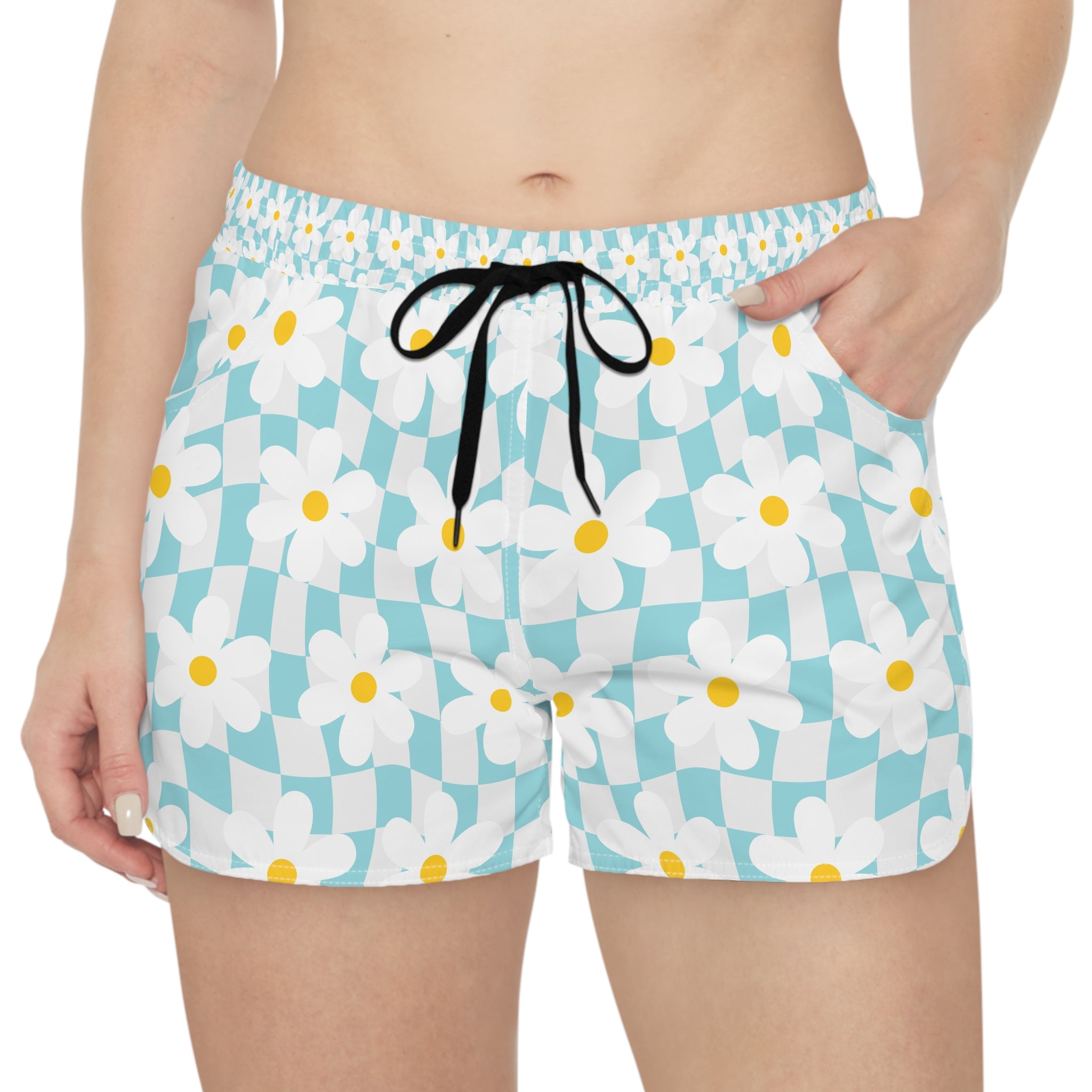 Trippy Check Garden Women's Casual Shorts (AOP), Artsulli - Art is Long, Life is Short, All Over Prints, , , , , , , 
