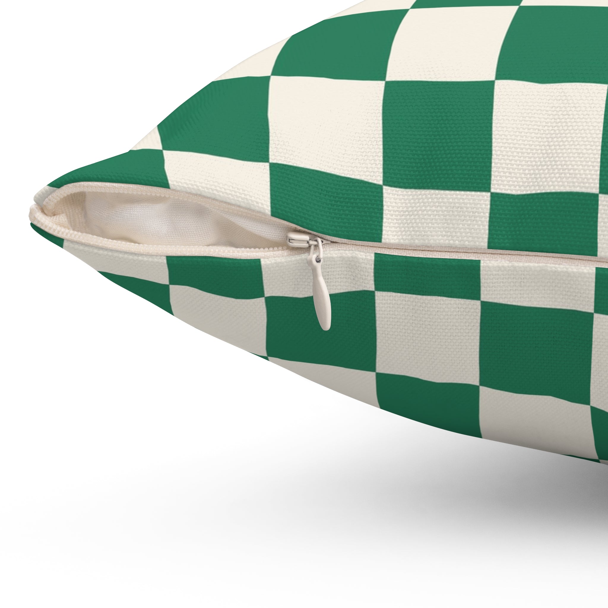 Checkerboard Dark Green Spun Polyester Square Pillow, Artsulli - Art is Long, Life is Short, Home Decor, , , , , , , 