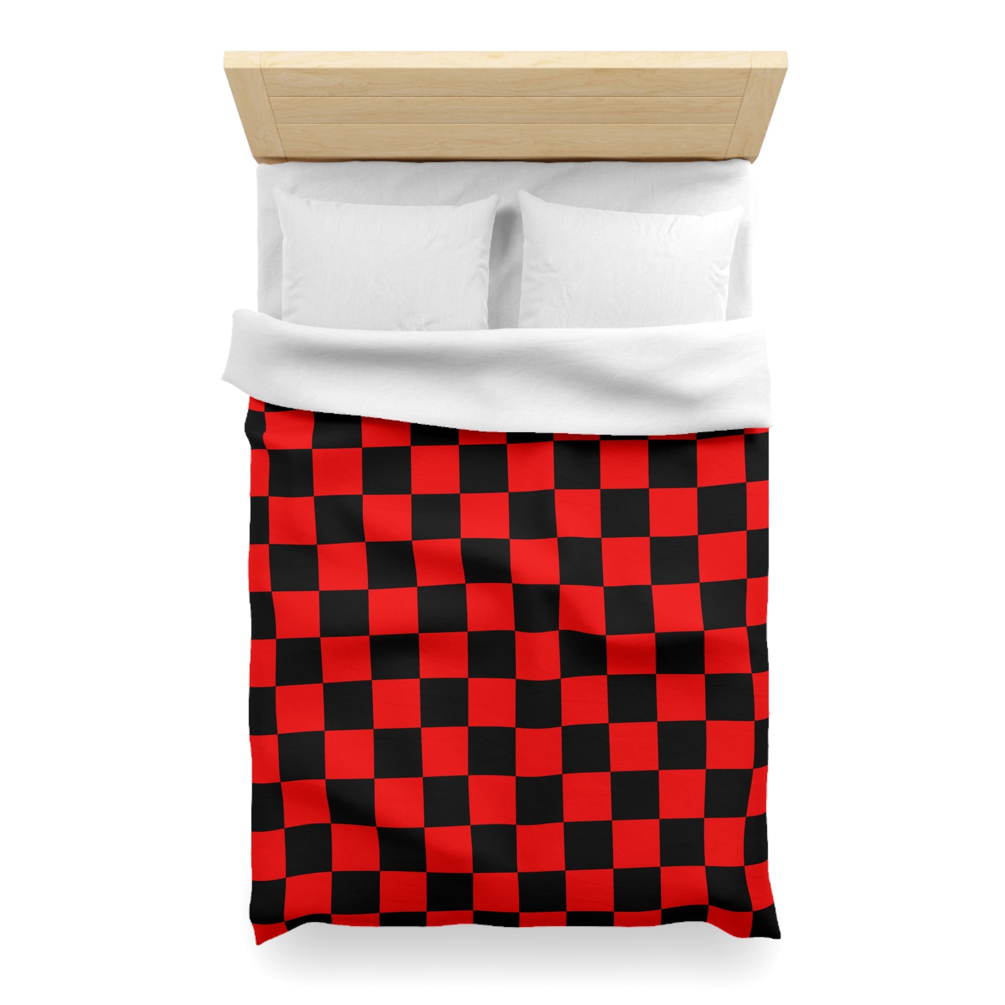 Checkerboard Red and Black Microfiber Duvet Cover, Artsulli - Art is Long, Life is Short, Home Decor, , , , , , , 