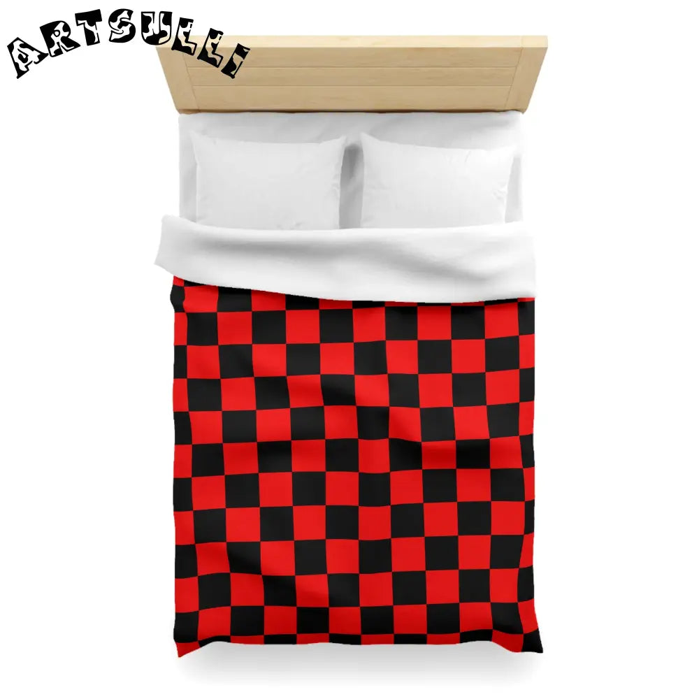 JAKKOUTTHEBXX Checkerboard Red and Black Microfiber Duvet Cover