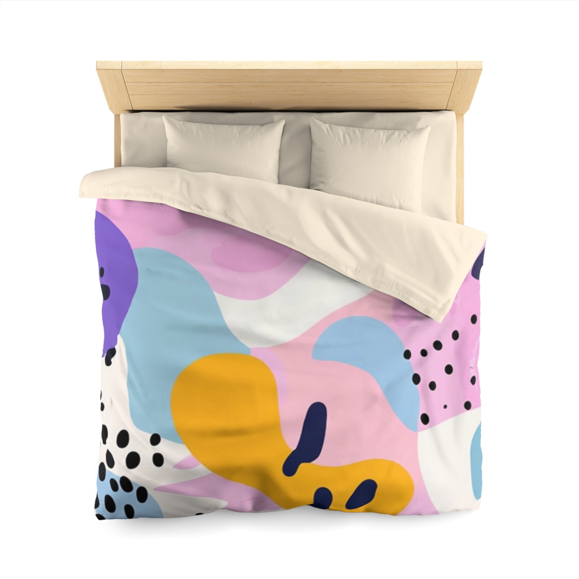 Colorful Abstract Dots and Shapes Microfiber Duvet Cover, Artsulli - Art is Long, Life is Short, Home Decor, , , , , , , 