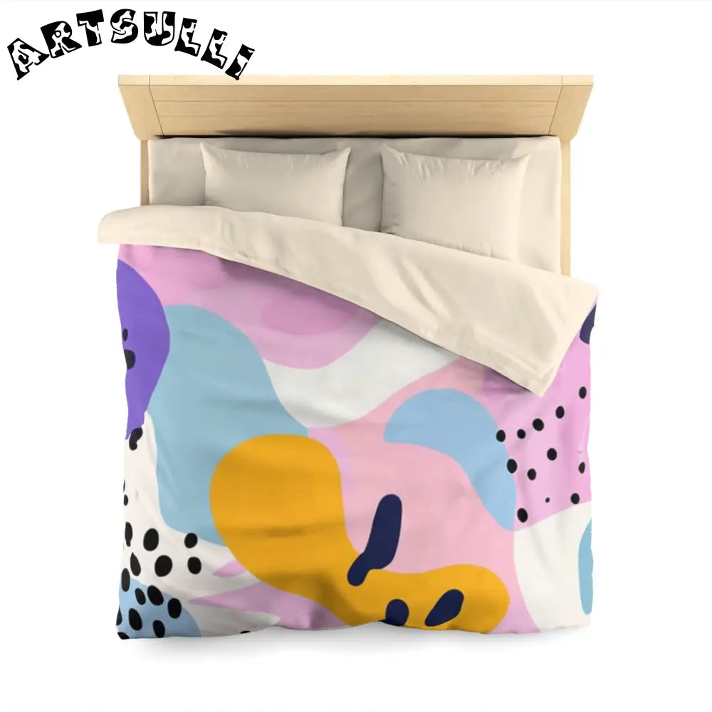 JAKKOUTTHEBXX Colorful Abstract Dots and Shapes Microfiber Duvet