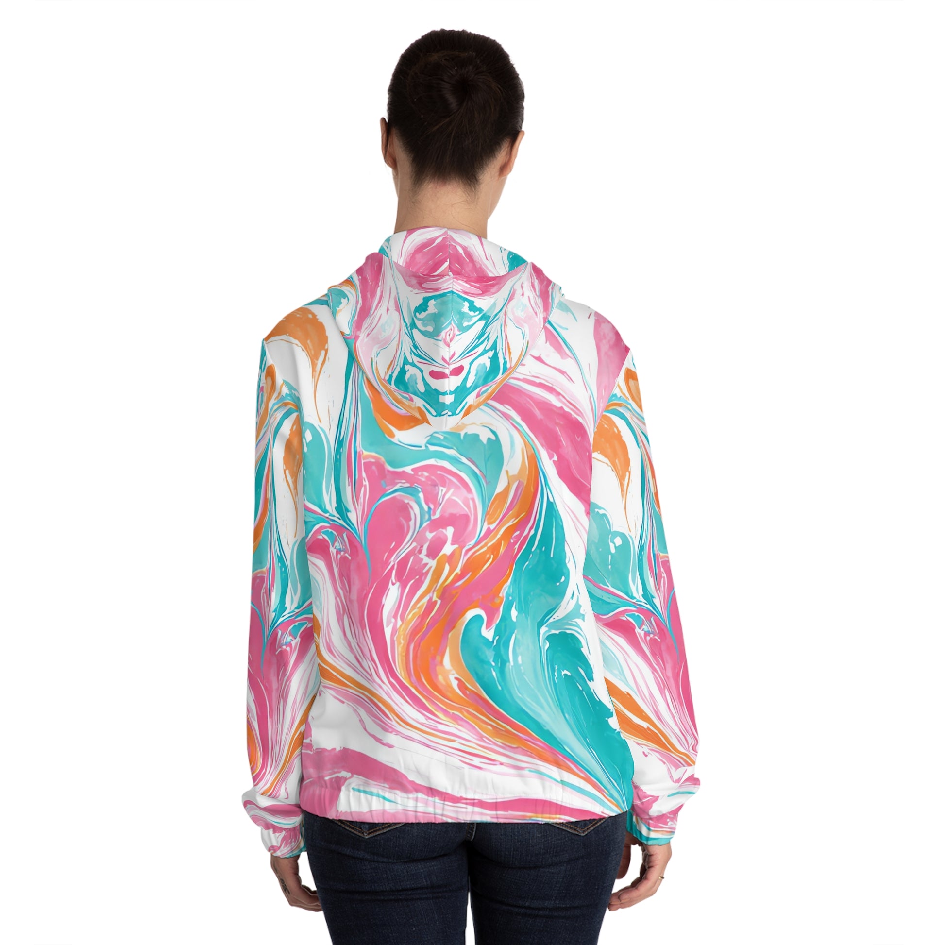 Liquid Pastel Spill Multi-Color Women’s Full-Zip Hoodie (AOP), Artsulli - Art is Long, Life is Short, All Over Prints, , , , , , , 
