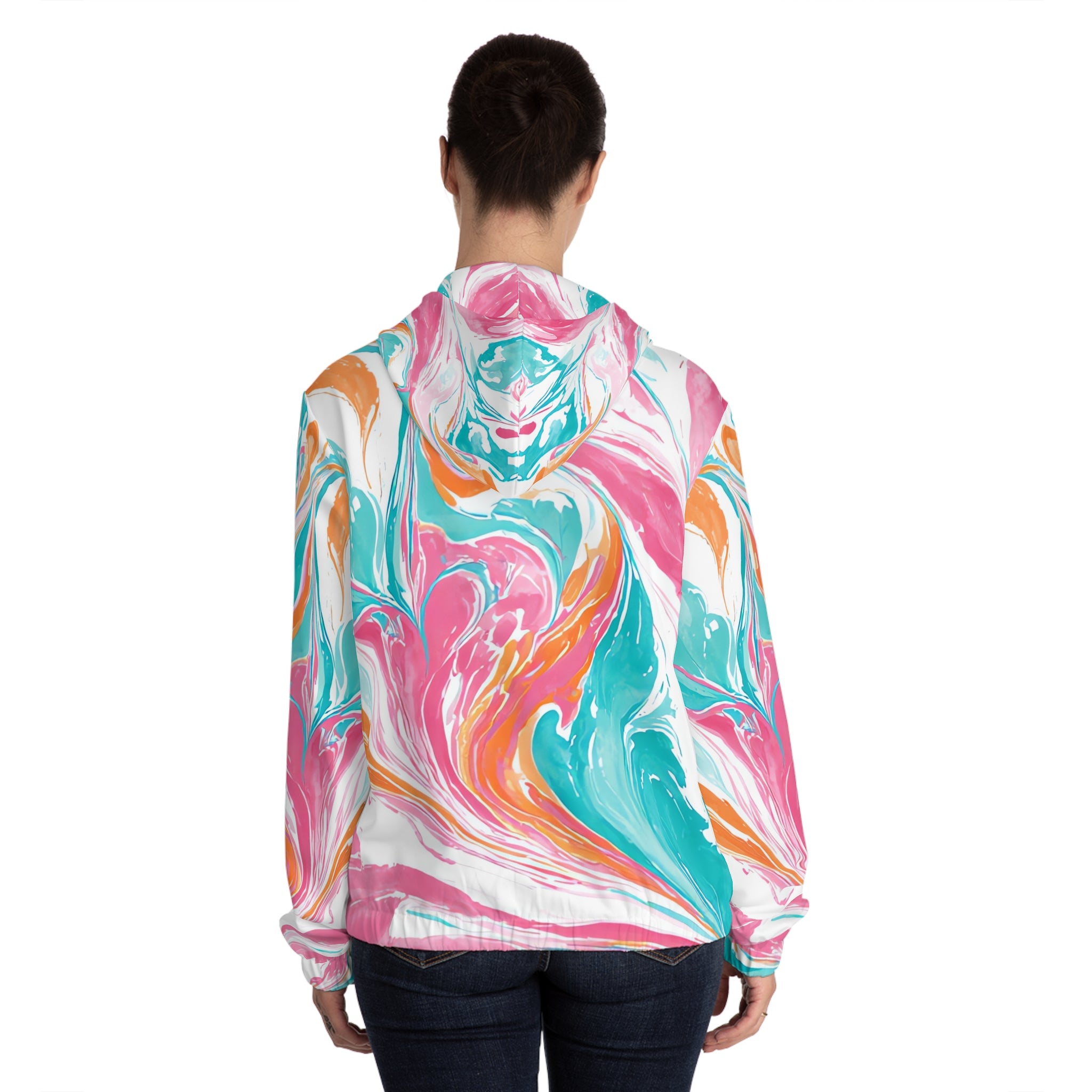Liquid Pastel Spill Multi-Color Women’s Full-Zip Hoodie (AOP), Artsulli - Art is Long, Life is Short, All Over Prints, , , , , , , 