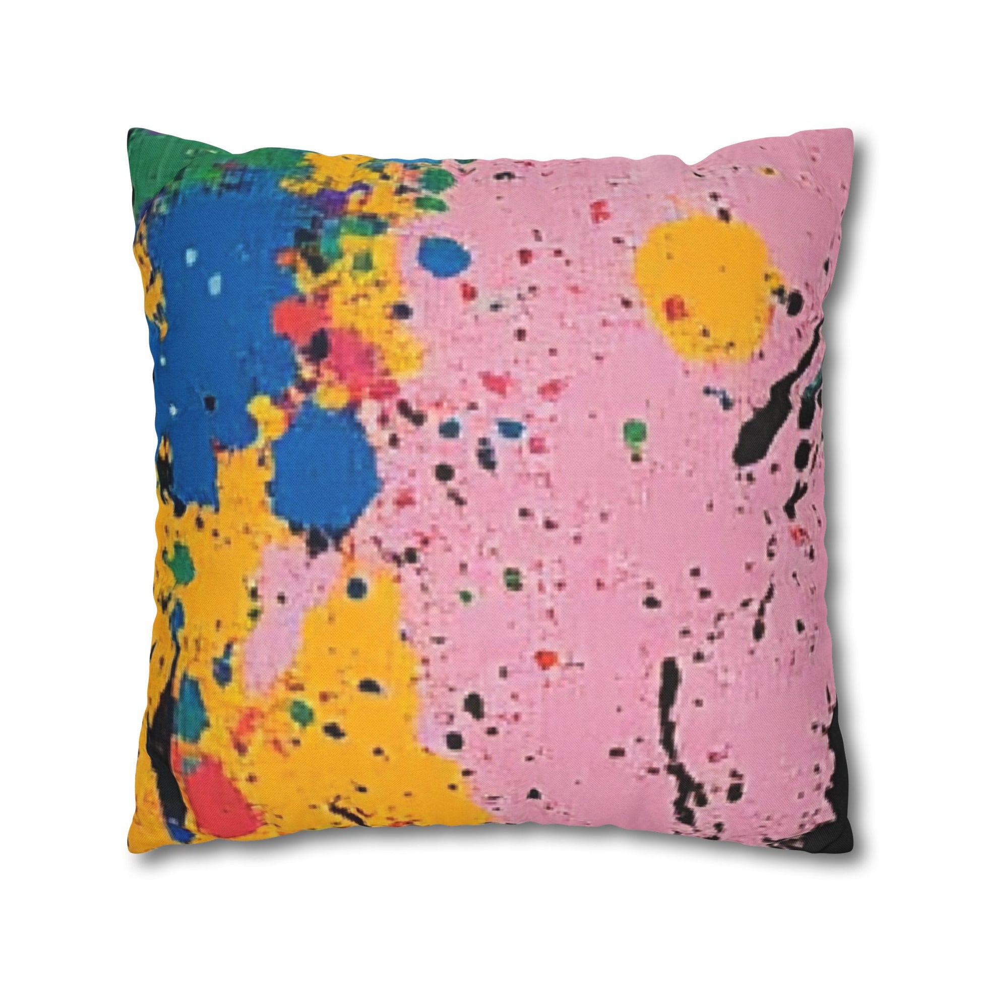 The Colors Of Paint Splatter Spun Polyester Square Pillowcase, Artsulli - Art is Long, Life is Short, Home Decor, , , , , , , 