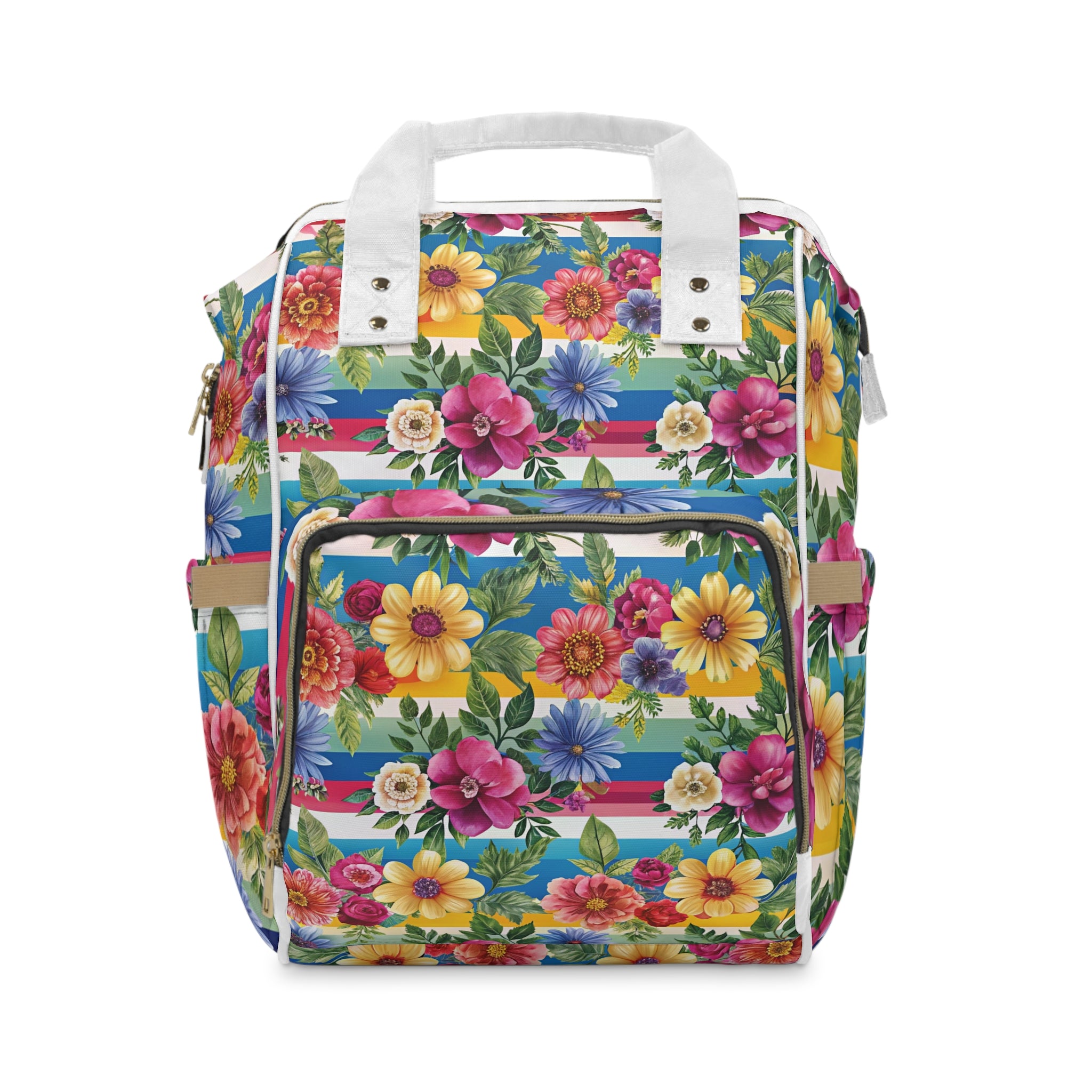Floral Stripe 4K Multifunctional Diaper Backpack, Artsulli - Art is Long, Life is Short, Bags, Size, 15.0" × 10.8" × 6.7'', , , , , 23672178771465887208