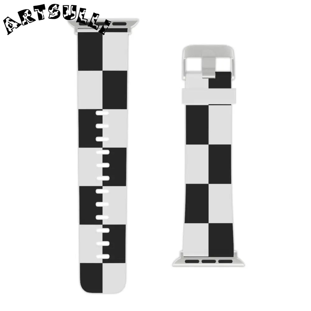 JAKKOUTTHEBXX Checkerboard Black and White Watch Band for Apple