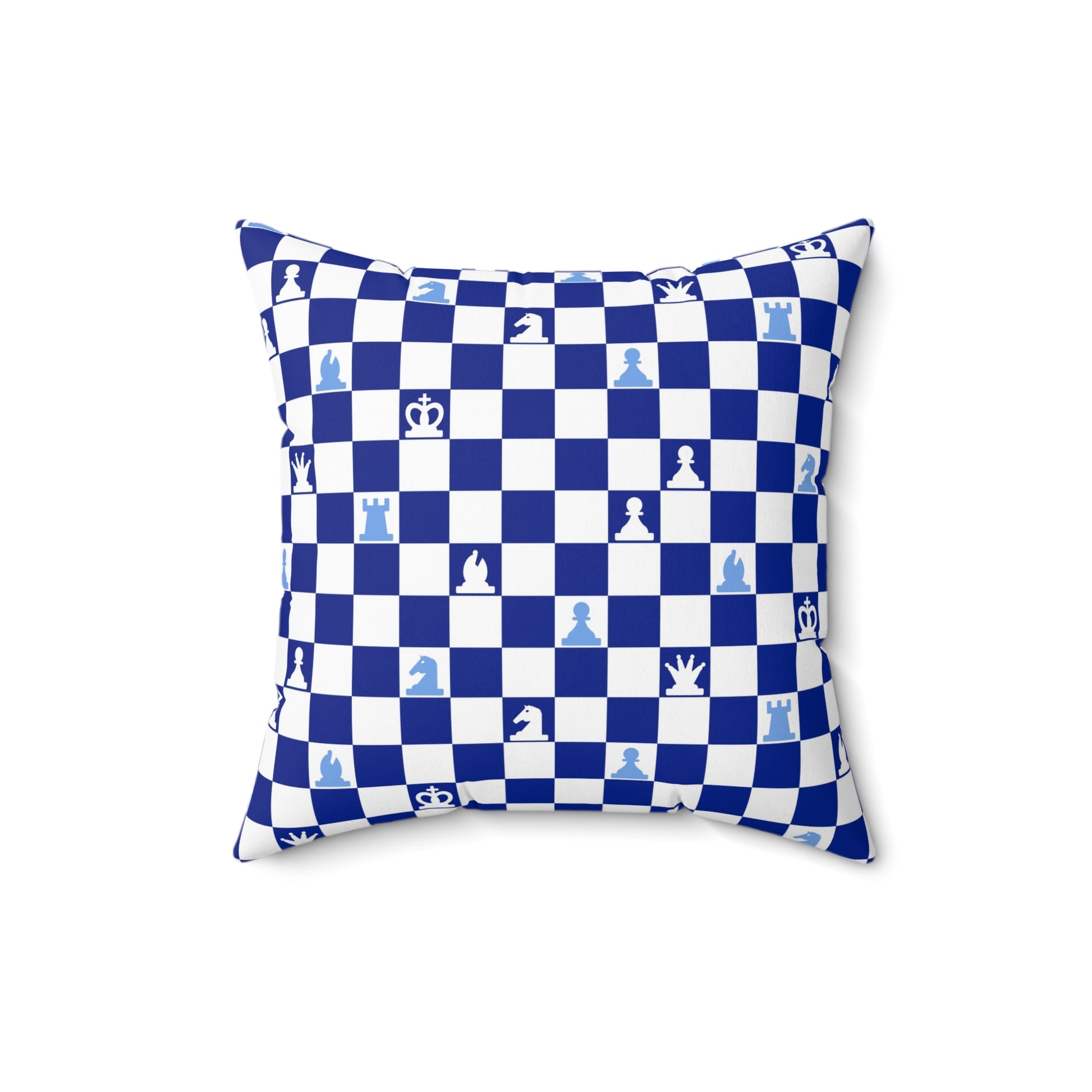 Chessboard Navy Blue Spun Polyester Square Pillow, Artsulli - Art is Long, Life is Short, Home Decor, , , , , , , 