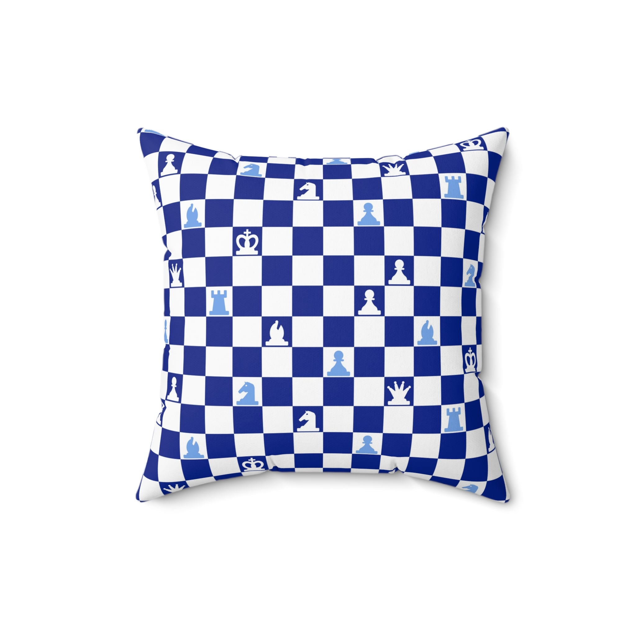 Chessboard Navy Blue Spun Polyester Square Pillow, Artsulli - Art is Long, Life is Short, Home Decor, , , , , , , 