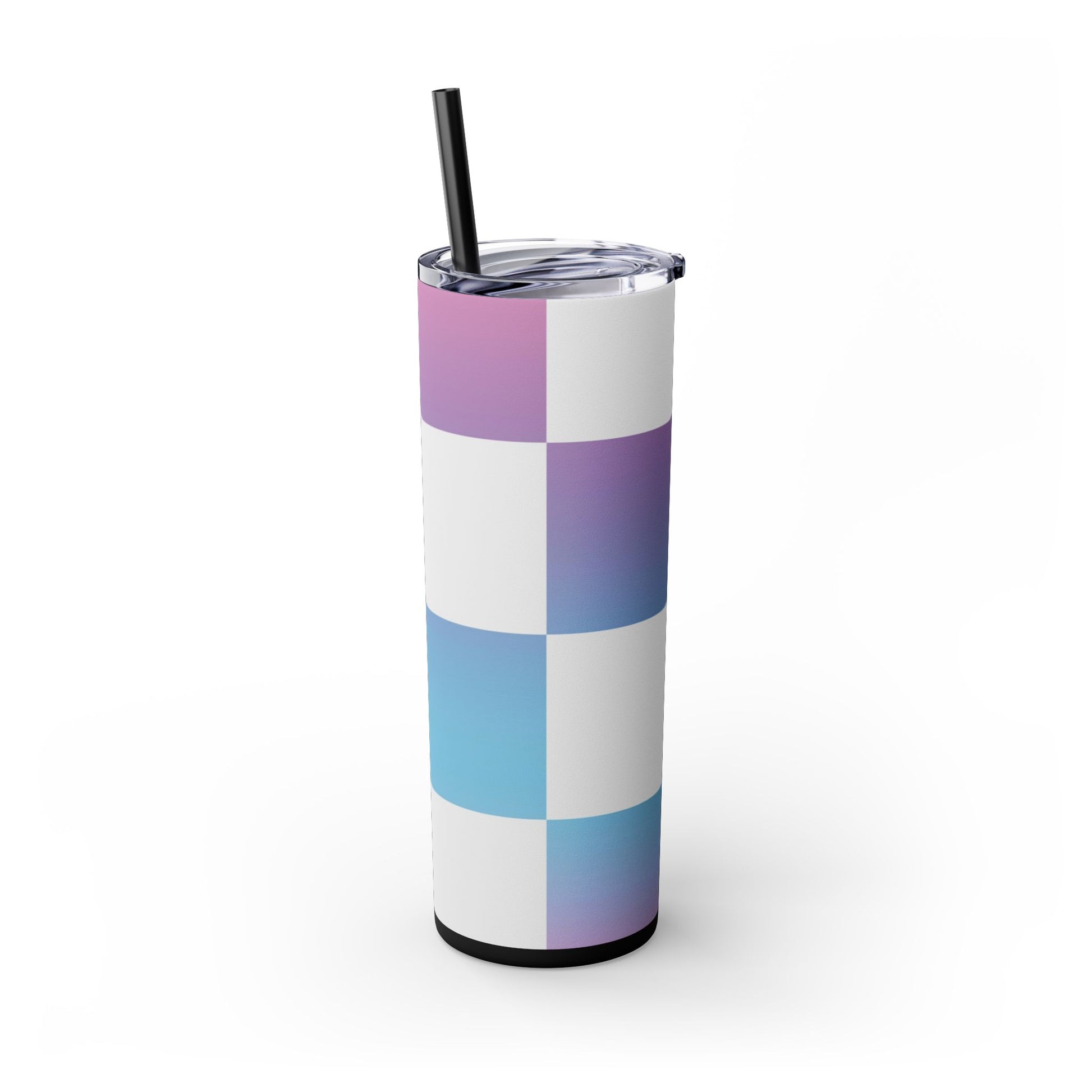 Vaporwave Check Skinny Tumbler with Straw, 20oz, Artsulli - Art is Long, Life is Short, Mug, , , , , , , 