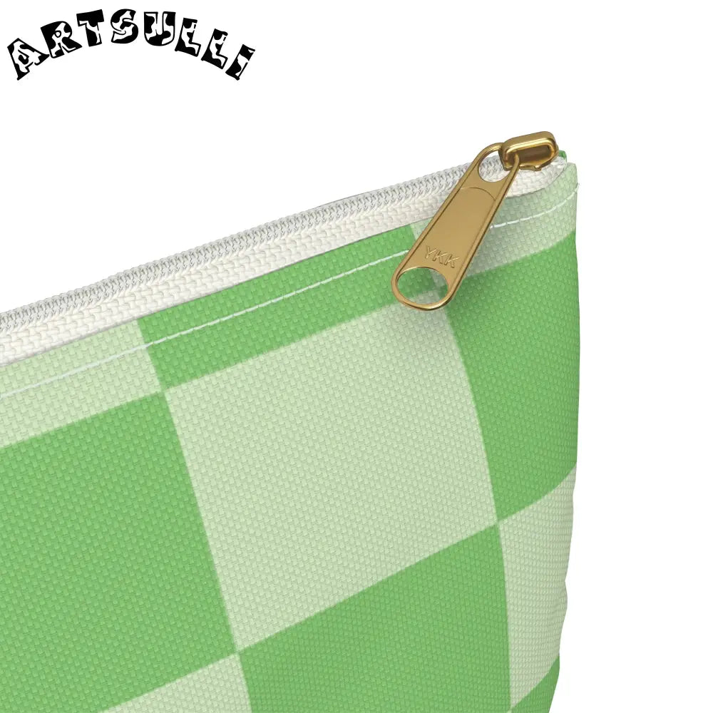 JAKKOUTTHEBXX Checkerboard Green Accessory Pouch JAKKOUTTHEBXX