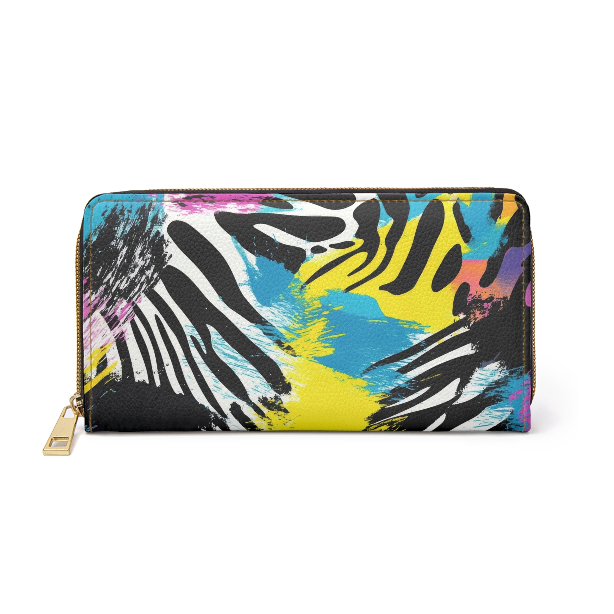 Zebra Stripes x Leopard Print x Paint Splatter Multi-Color II Zipper Wallet, Artsulli - Art is Long, Life is Short, Accessories, Size, One size, Color, White, , , 17780802036090