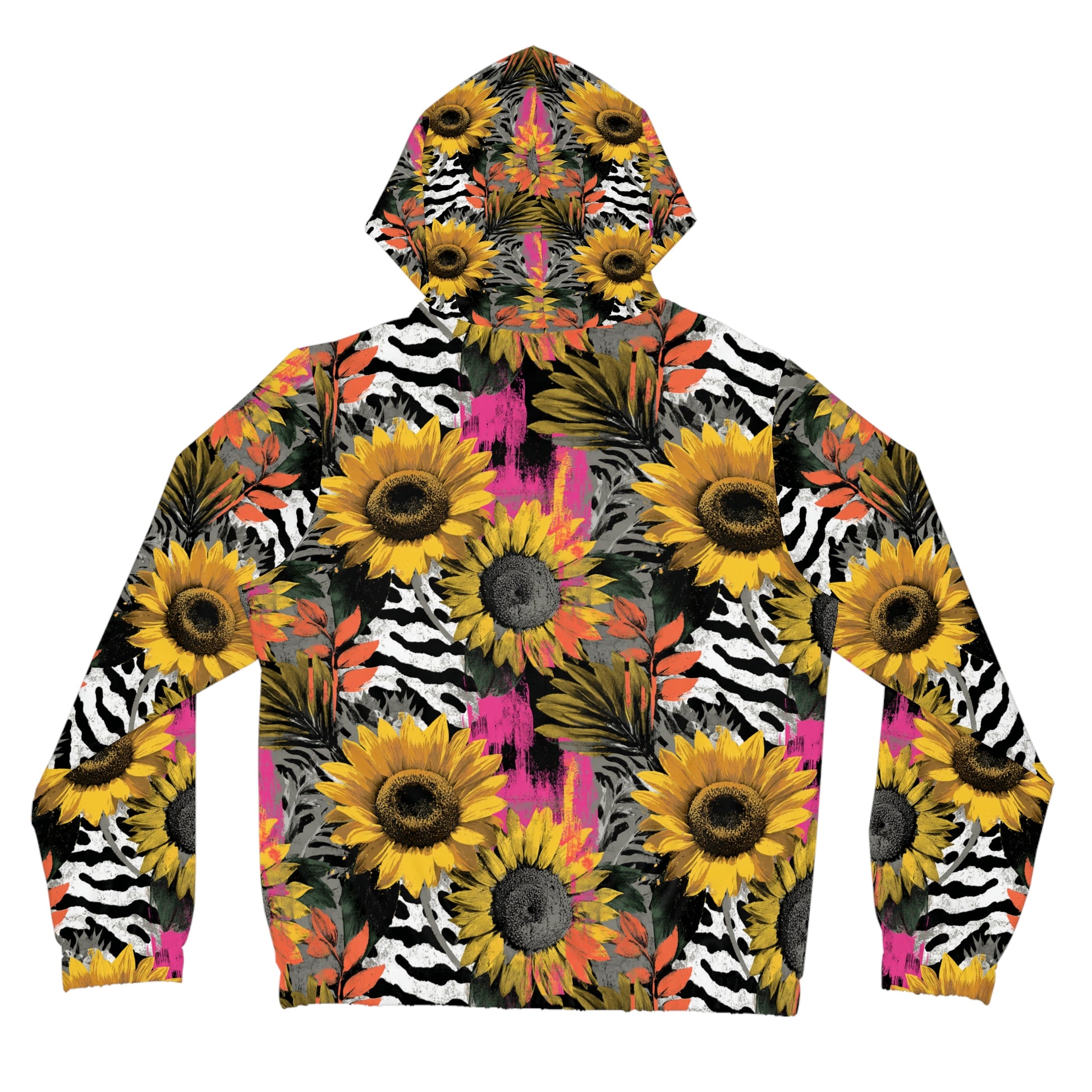 Zebra Stripes x Sunflowers Multi-Color Women’s Full-Zip Hoodie (AOP), Artsulli - Art is Long, Life is Short, All Over Prints, , , , , , , 