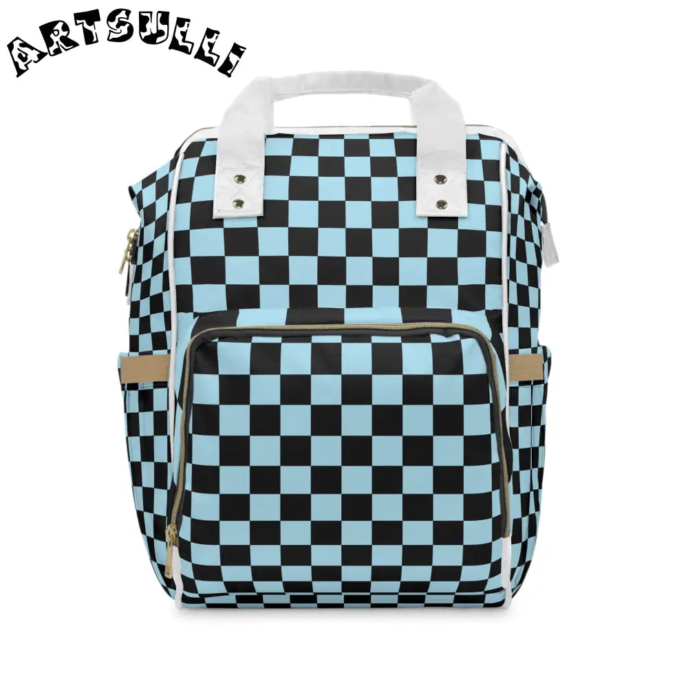 JAKKOUTTHEBXX Checkerboard Black and Blue Multifunctional Diaper