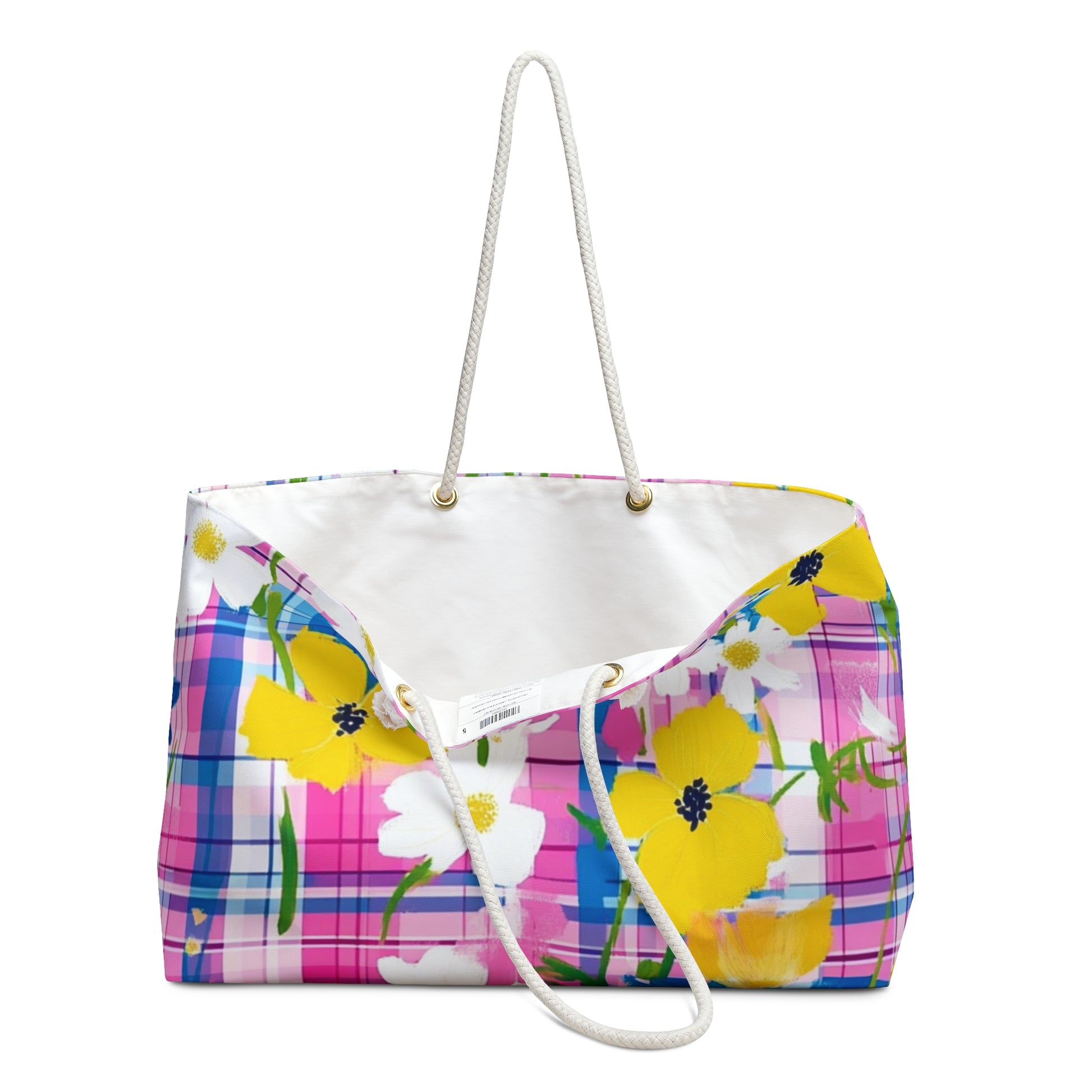 Plaid Garden II Pink and Purple Weekender Bag, Artsulli - Art is Long, Life is Short, Bags, , , , , , , 
