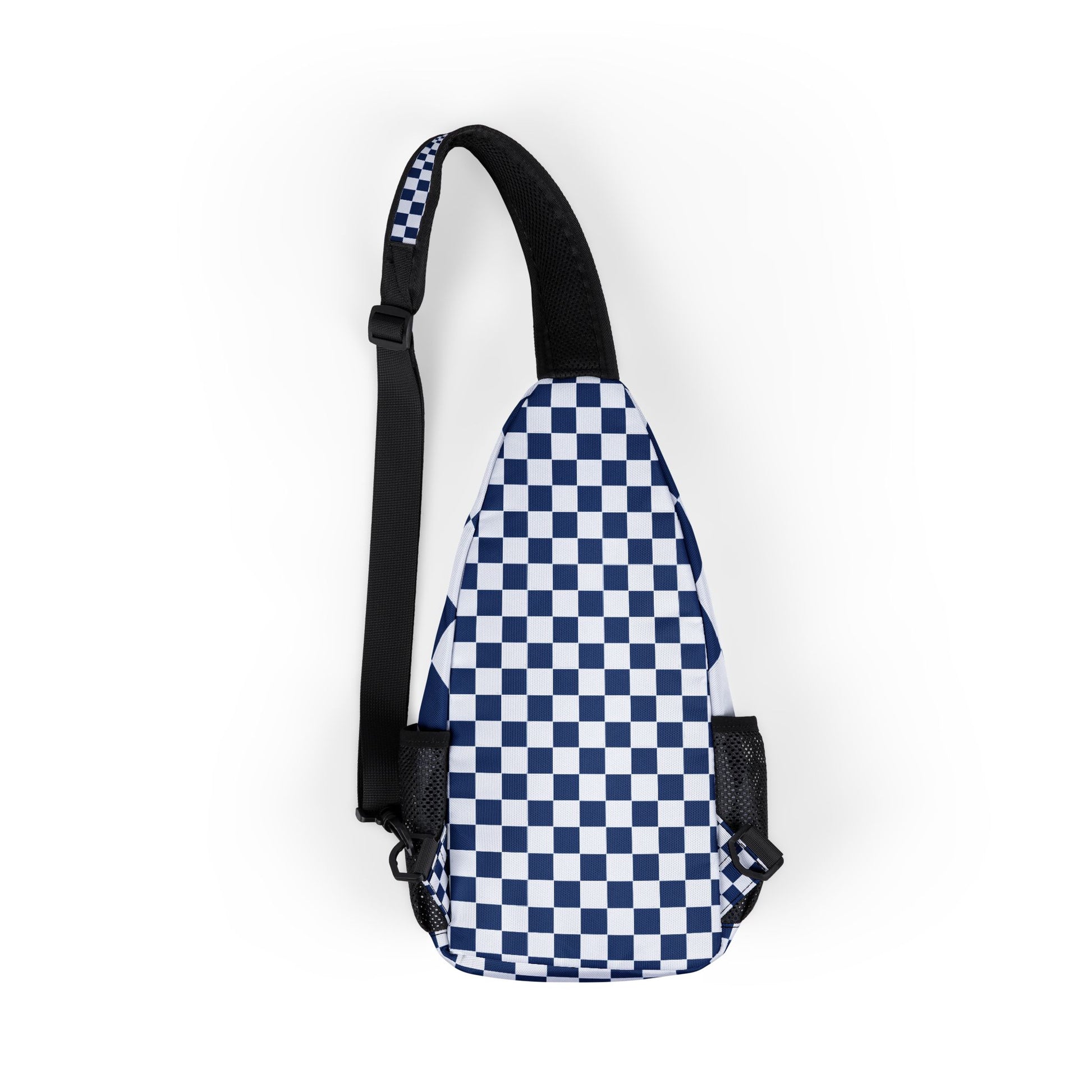 Checkerboard White and Blue Chest Bag (AOP), Artsulli - Art is Long, Life is Short, Bags, , , , , , , 
