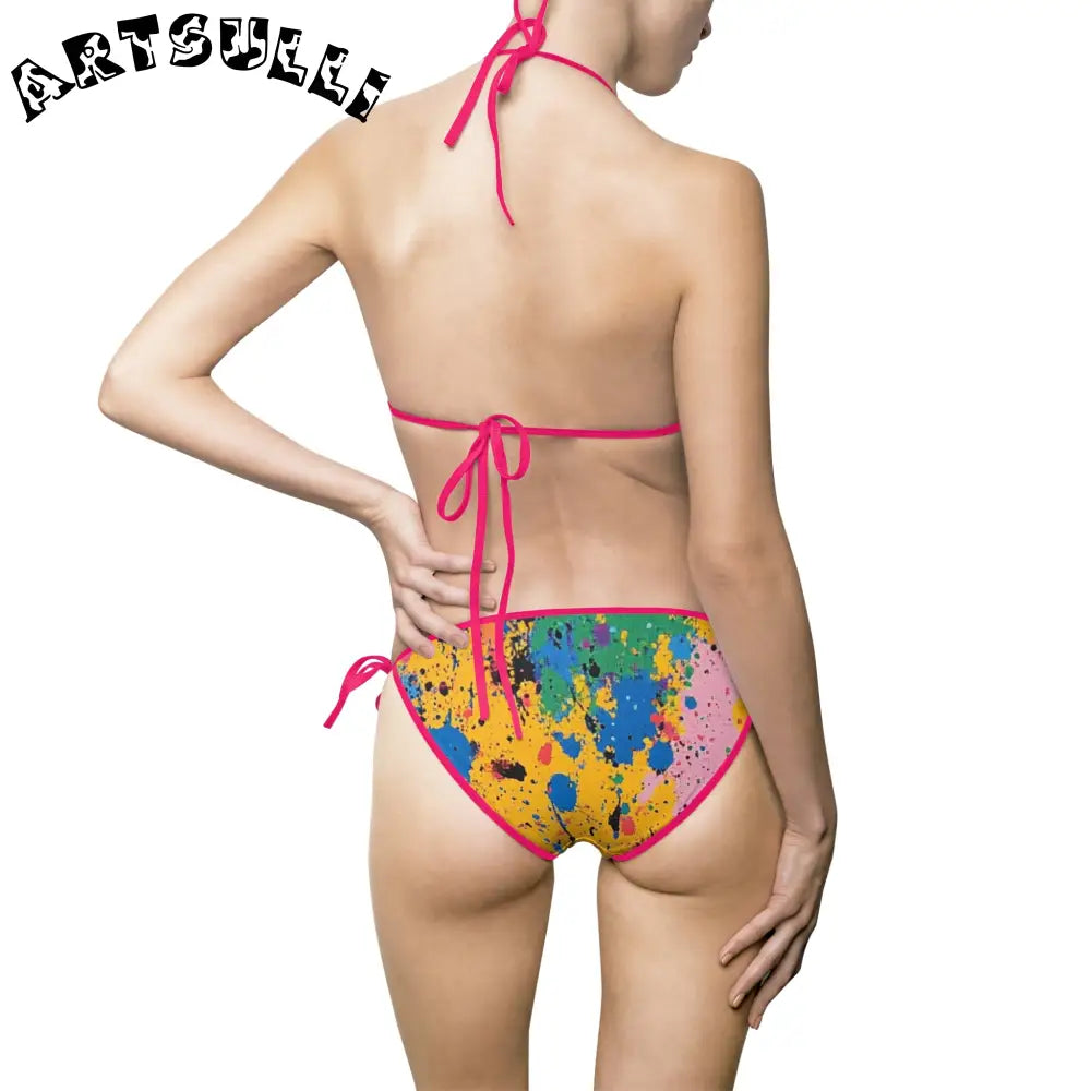 JAKKOUTTHEBXX The Colors Of Paint Splatter Women’s Bikini Swimsuit