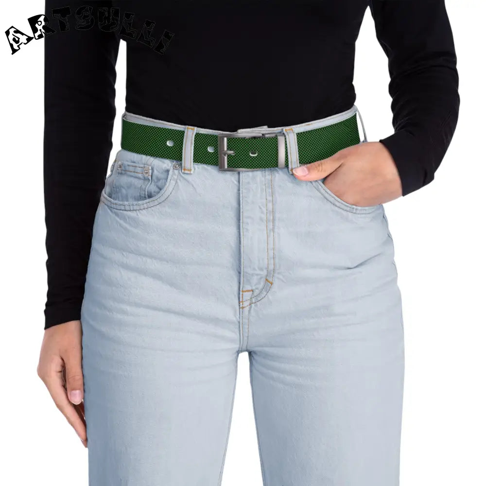 JAKKOUTTHEBXX Checkerboard Green and Black Belt JAKKOUTTHEBXX