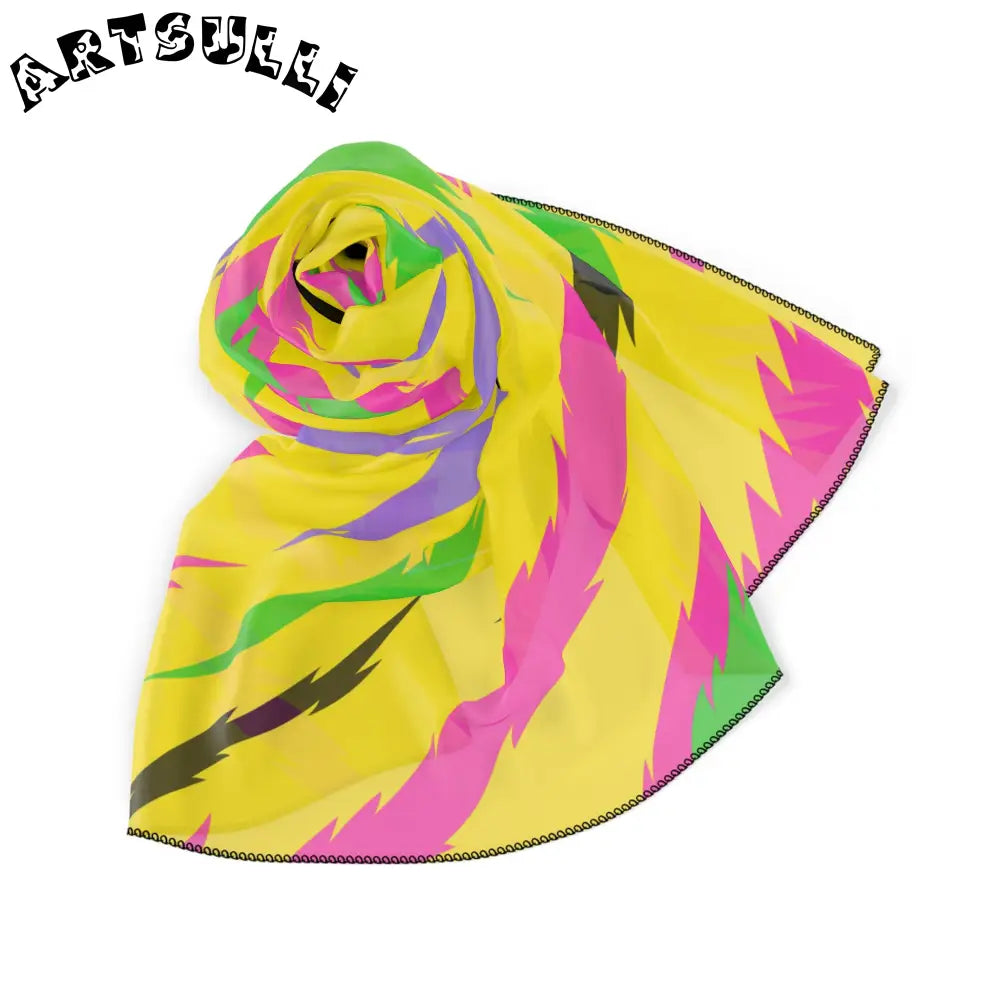 JAKKOUTTHEBXX Retro Psychedelic Tiger Stripes Yellow Poly Scarf