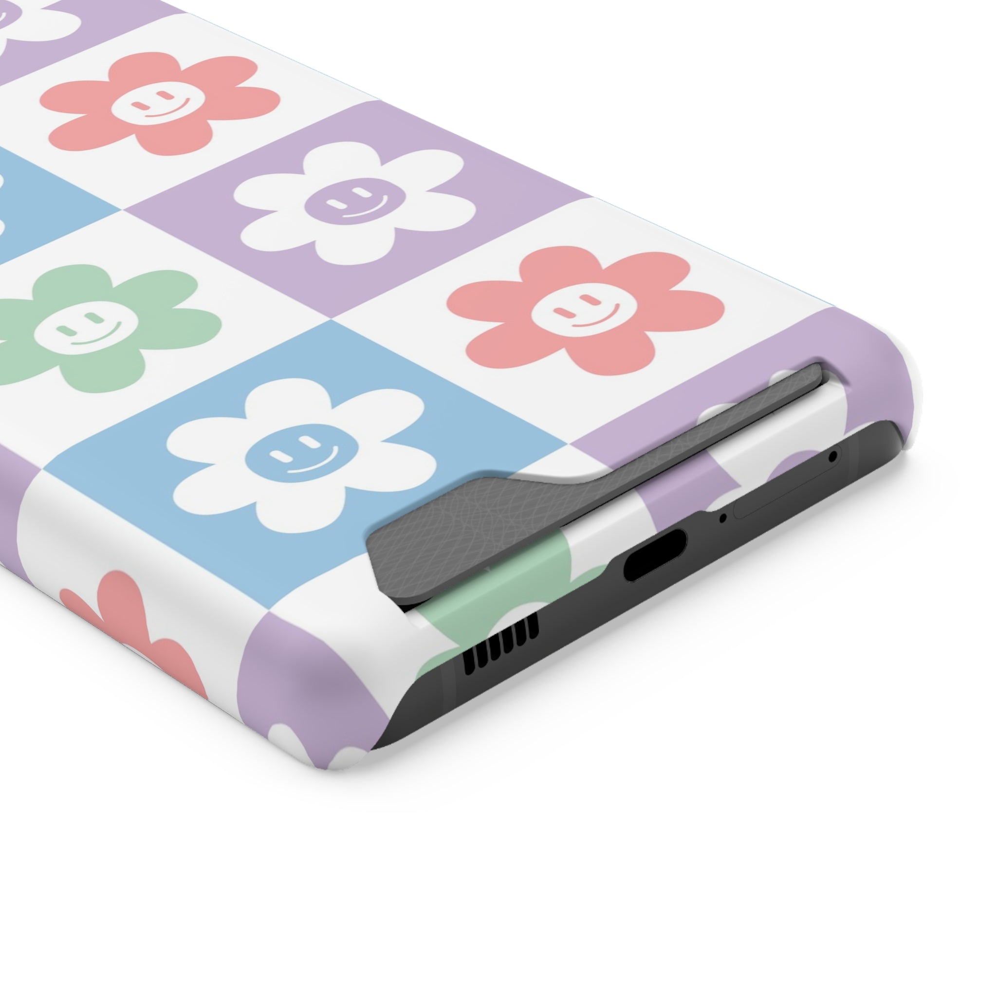 Chessboard x Smiley Face Flowers Multi-Color Phone Case With Card Holder, Artsulli - Art is Long, Life is Short, Phone Case, , , , , , , 