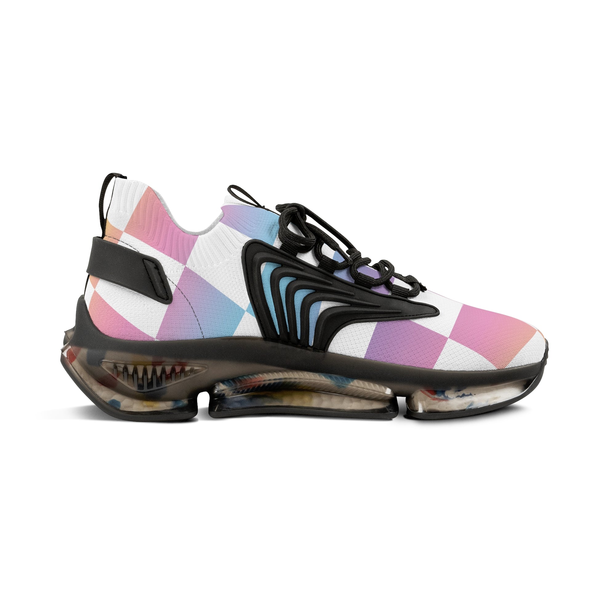 Vaporwave Check Men's Mesh Sneakers, Artsulli - Art is Long, Life is Short, Shoes, , , , , , , 