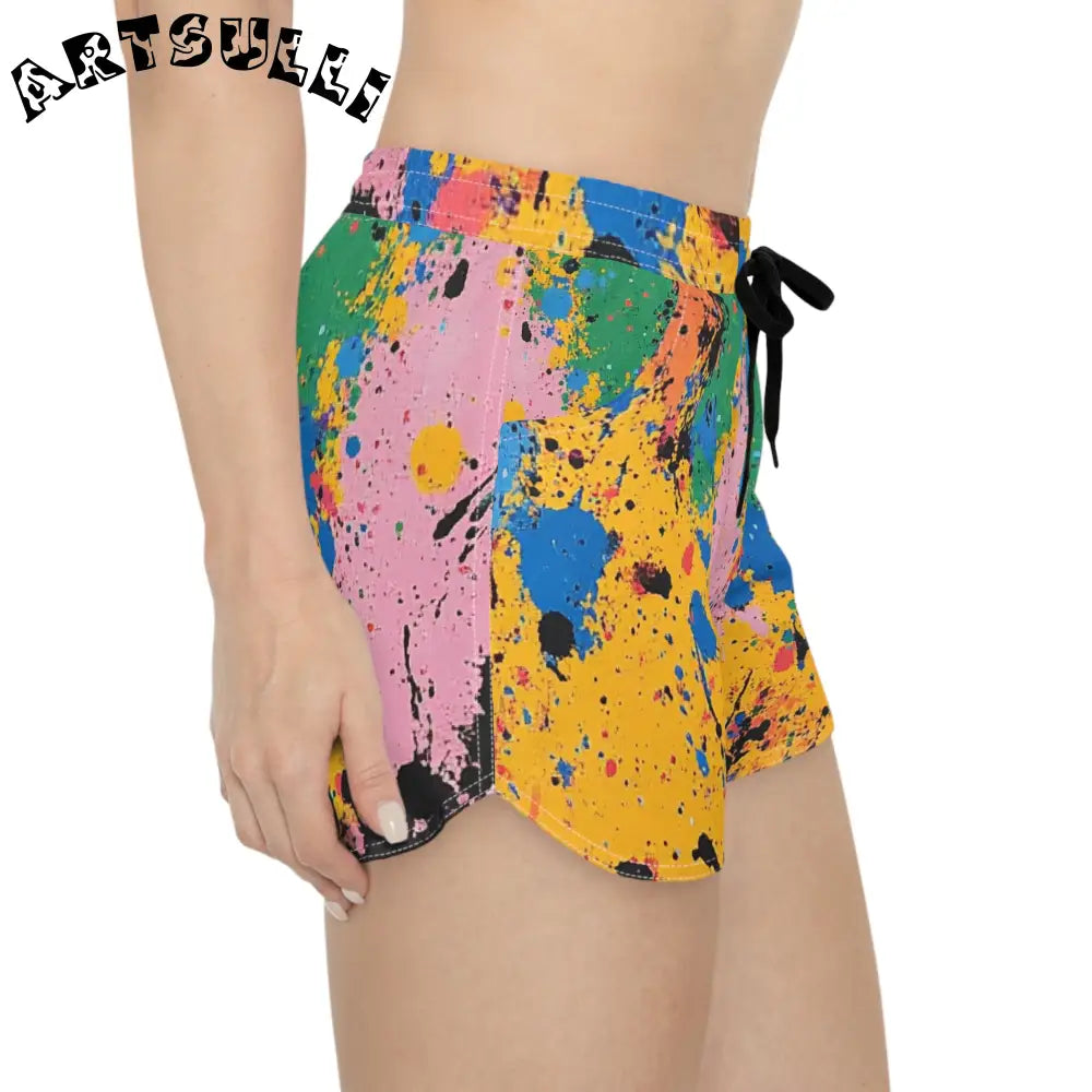 JAKKOUTTHEBXX The Colors Of Paint Splatter Women’s Casual Shorts