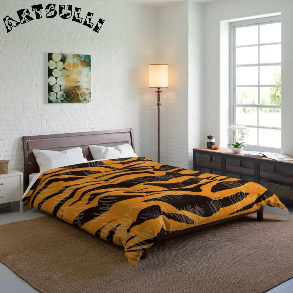JAKKOUTTHEBXX Tiger Scratches Orange & Black Comforter JAKKOUTTHEBXX