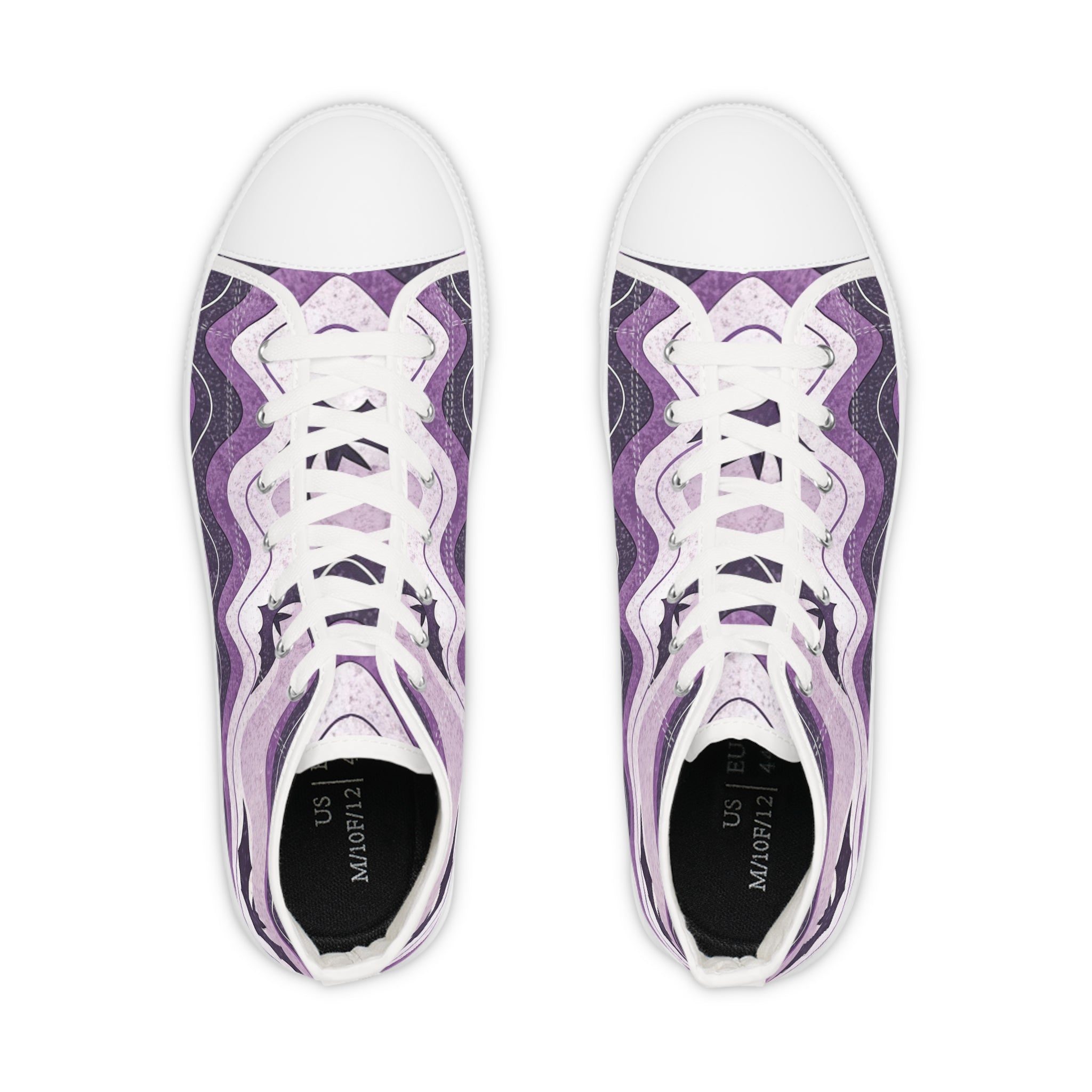 Bat Wave Purple Men's High Top Sneakers, Artsulli - Art is Long, Life is Short, Shoes, , , , , , , 