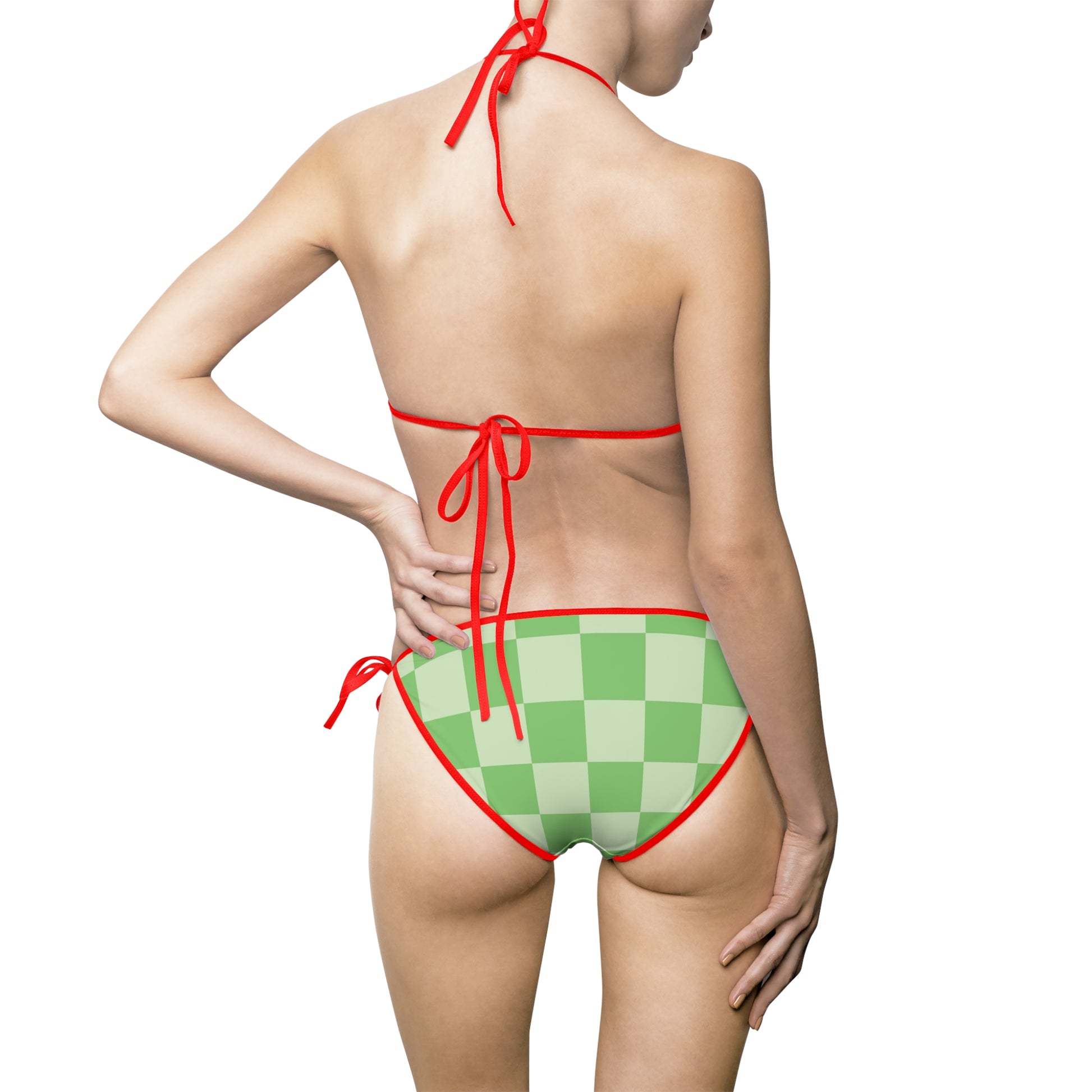 Checkerboard Green Women's Bikini Swimsuit (AOP), Artsulli - Art is Long, Life is Short, All Over Prints, , , , , , , 