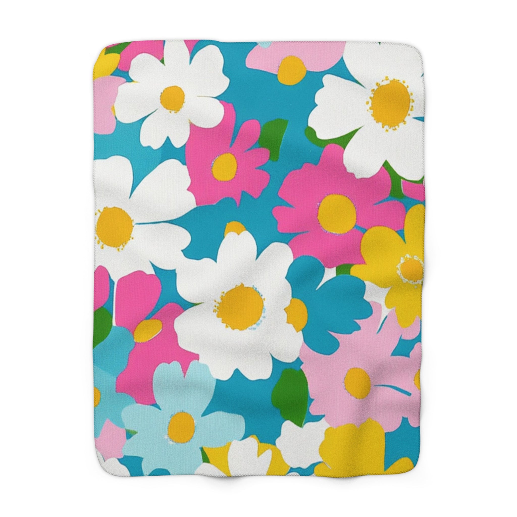 Flowers Multi-Color Sherpa Fleece Blanket, Artsulli - Art is Long, Life is Short, Home Decor, Size, 50" × 60", , , , , 54561876999644