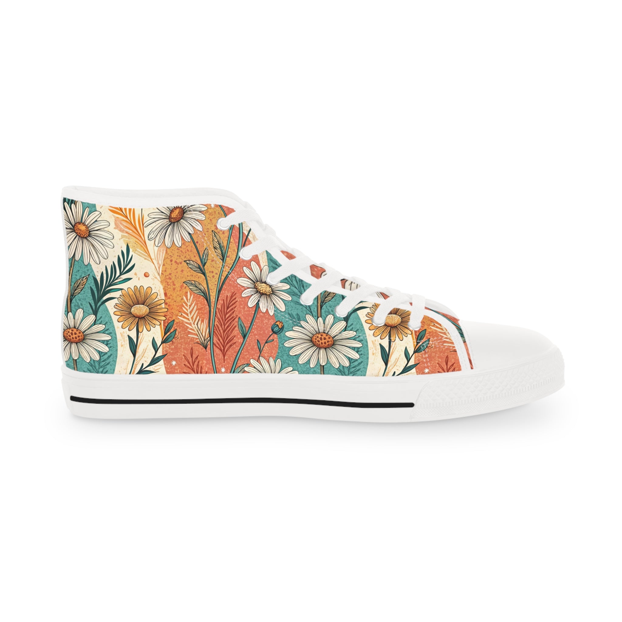 Retro Daisy Dream II Men's High Top Sneakers, Artsulli - Art is Long, Life is Short, Shoes, , , , , , , 