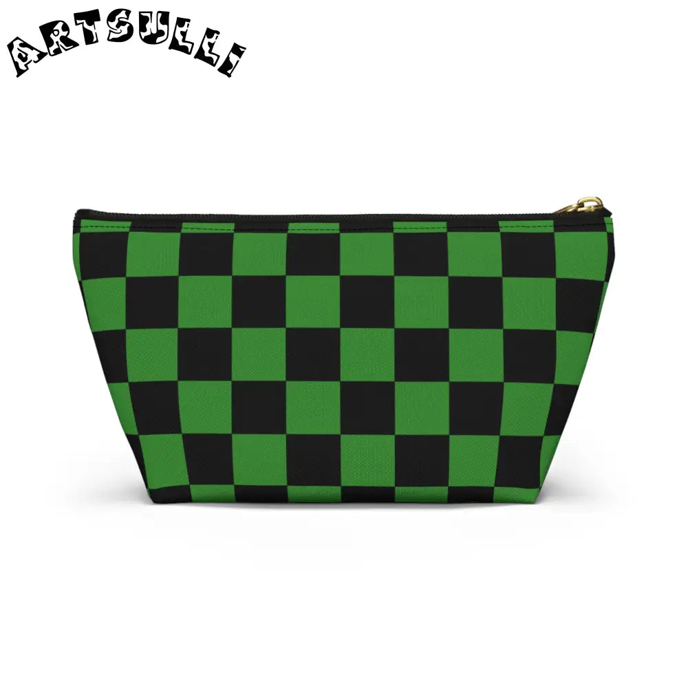 JAKKOUTTHEBXX Checkerboard Green and Black Accessory Pouch w