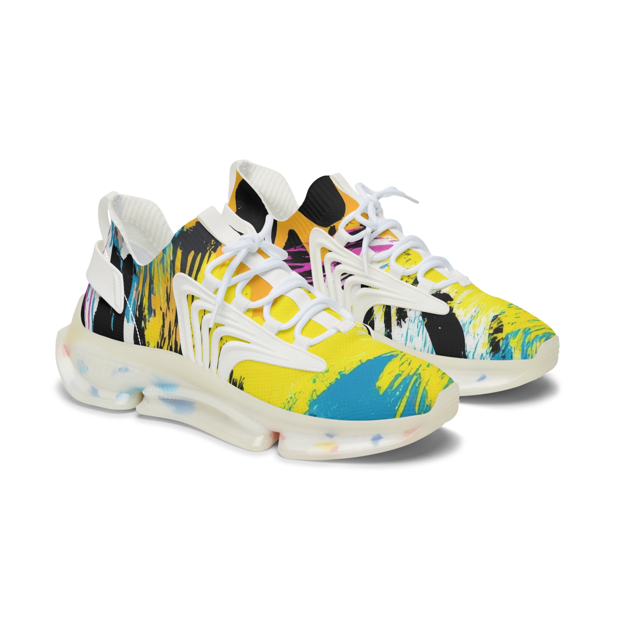Zebra Stripes x Leopard Print x Paint Splatter Multi-Color Women's Mesh Sneakers, Artsulli - Art is Long, Life is Short, Shoes, Color, White sole, Size, US 5.5, , , 18014971185375