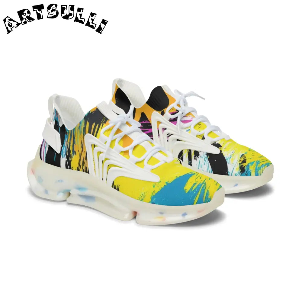 Zebra Stripes x Leopard Print x Paint Splatter Multi-Color Women's Mesh Sneakers, Artsulli - Art is Long, Life is Short, Shoes, Color, White sole, Size, US 5.5, , , 18014971185375