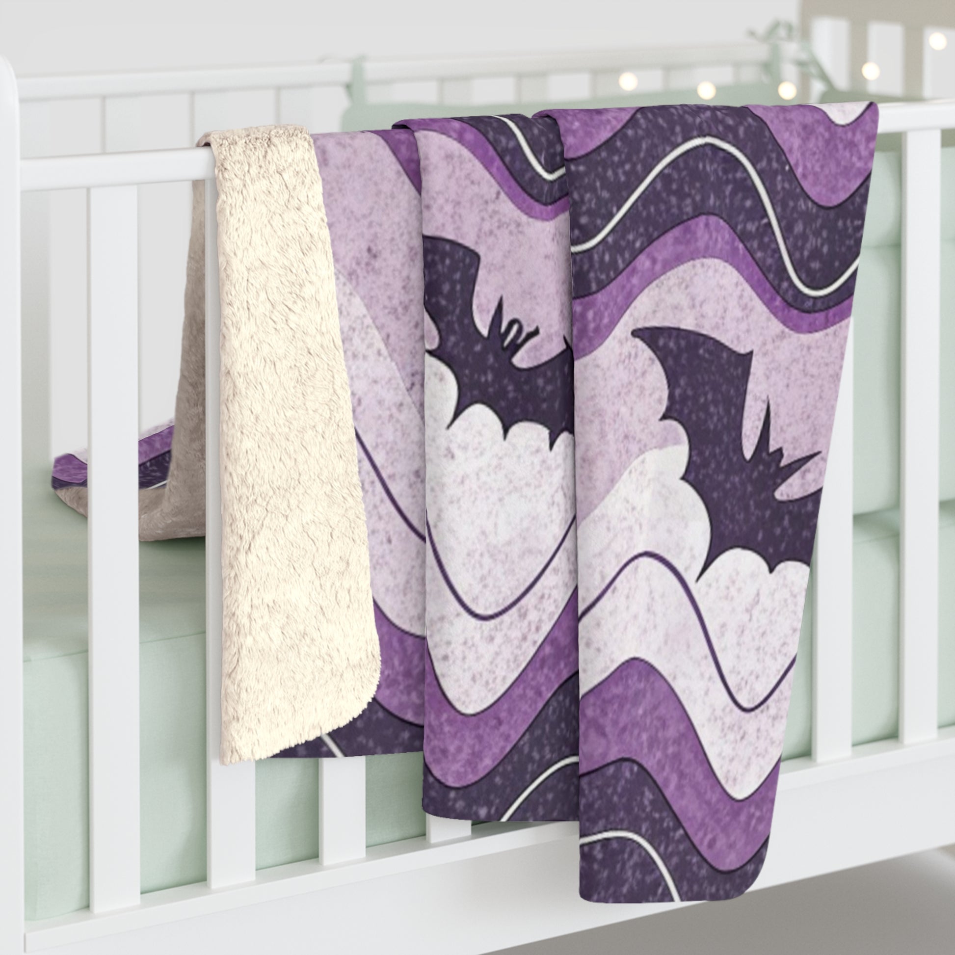 Bat Wave Sherpa Fleece Blanket, Artsulli - Art is Long, Life is Short, Home Decor, , , , , , , 
