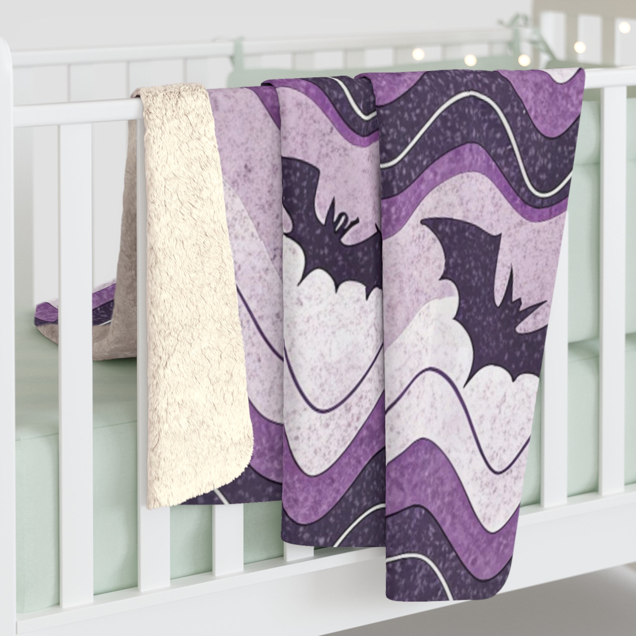 Bat Wave Sherpa Fleece Blanket, Artsulli - Art is Long, Life is Short, Home Decor, , , , , , , 